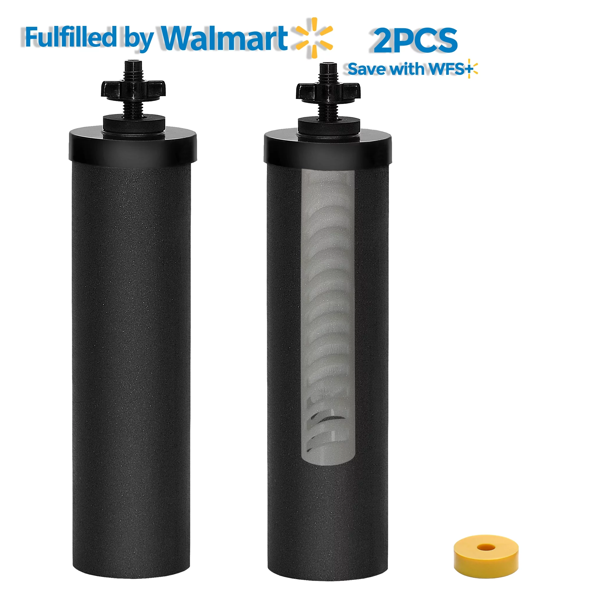 UPGRADE BB9-2 Black Water Filter Replacement Elements Upgraded with Hollow Fiber Ultrafiltration Membrane for Berkey Water System, Black BB9-2 Gravity Water Filter for Big Crown and Royal Berkey, 2PCS