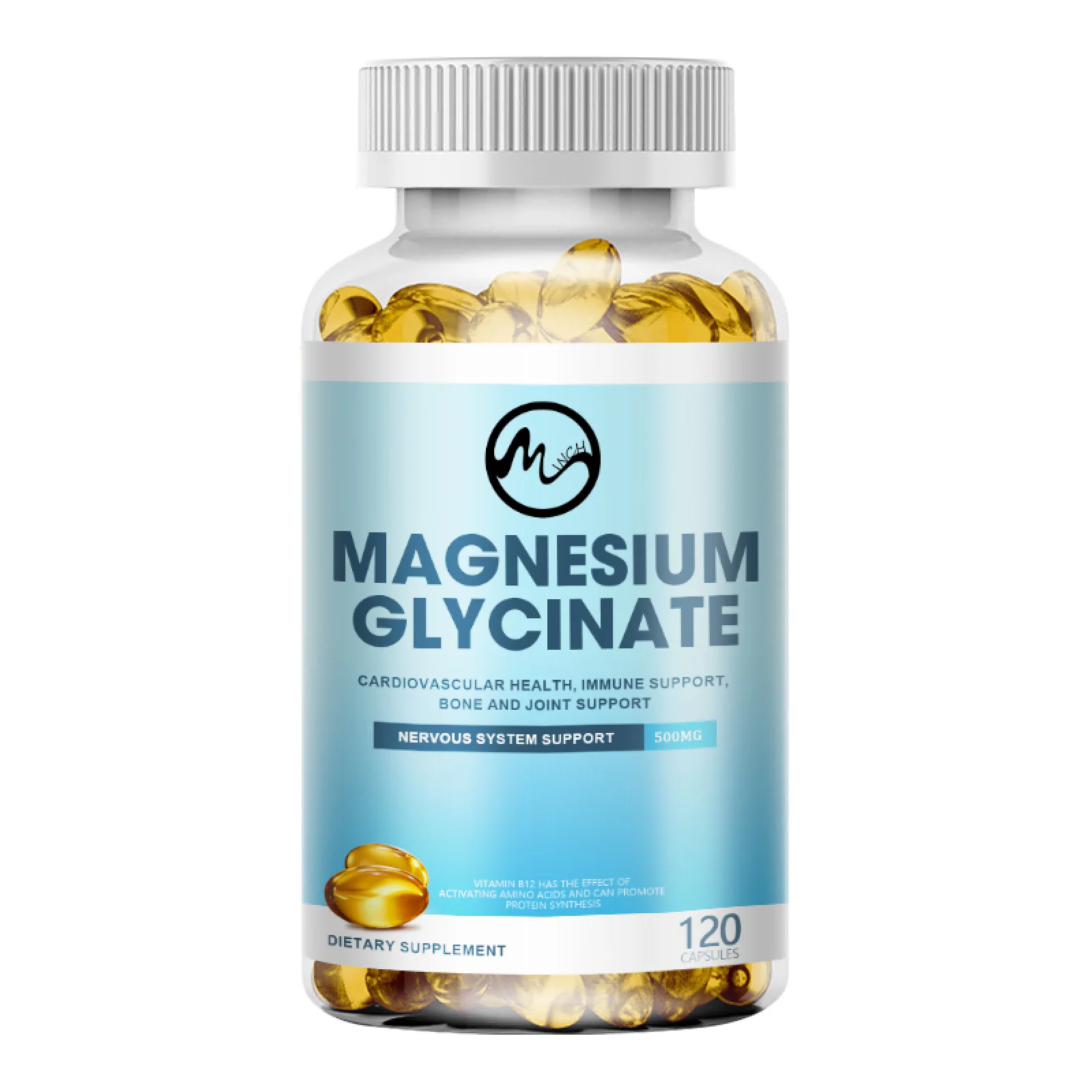 Magnesium Glycinate - 500mg Supplements Support Bone,Immune,Mood,Sleep,120 Capsules