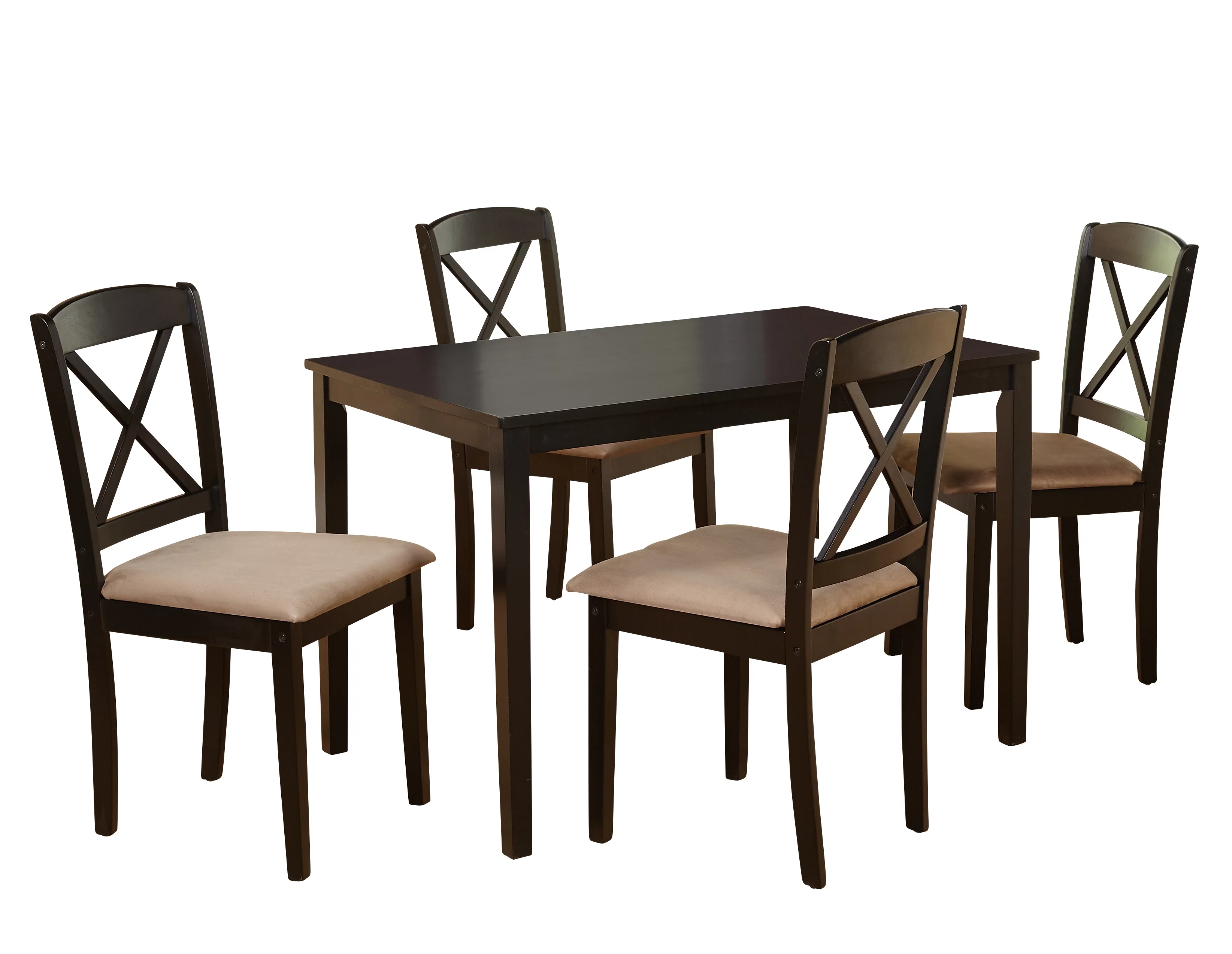 TMS Mason 5-Piece Cross Back Indoor Dining Set, Includes Table and Chairs, Espresso