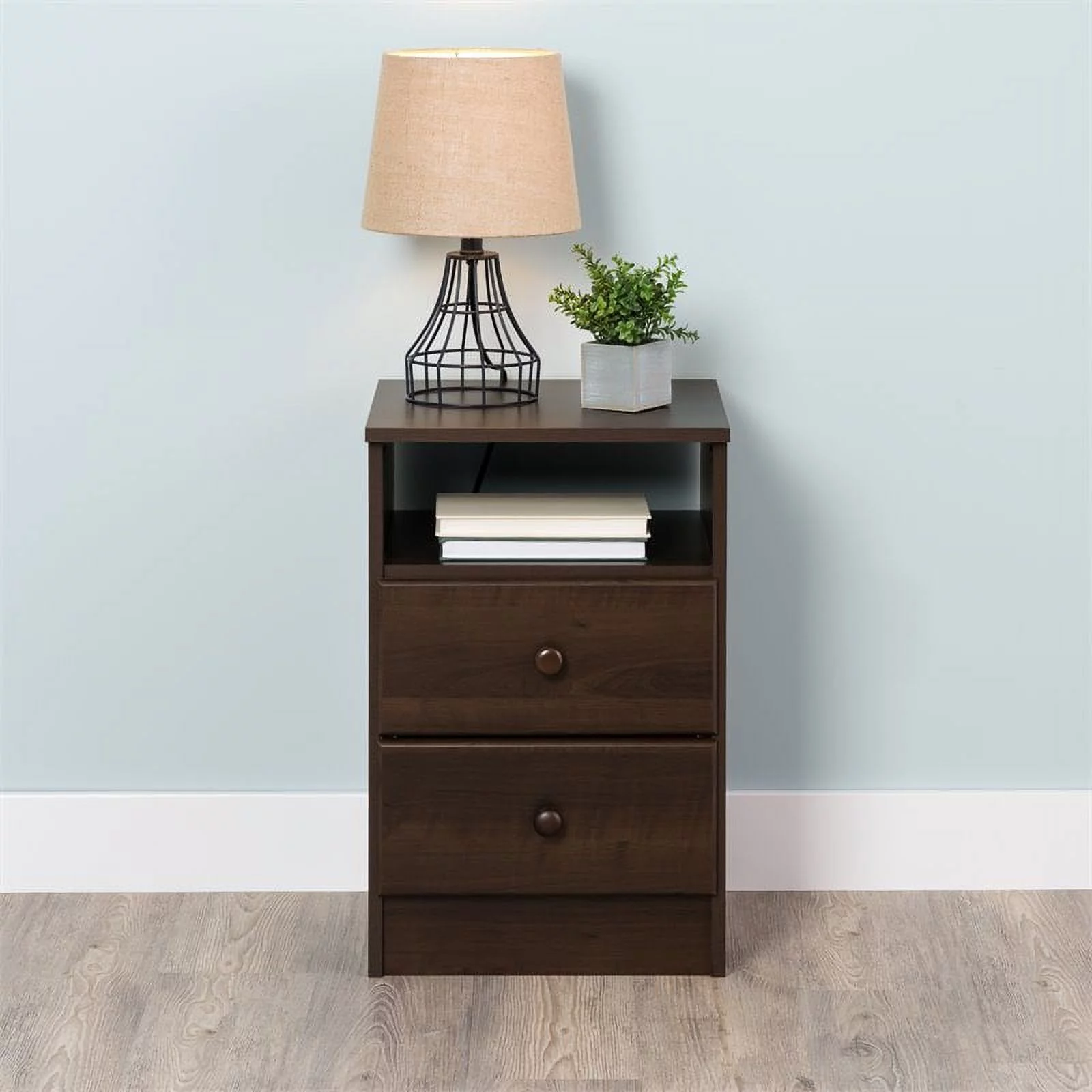 Home Square 3-Piece Set with 2 Nightstands and 4-Drawer Chest in Espresso