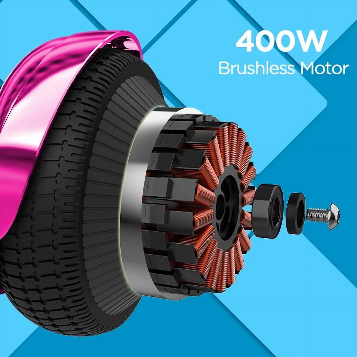 Hover-1 Allstar Hoverboard, Pink, 6.5in LED Wheels, LED Sensor Lights; Lithium-Ion 14 Cell Battery; Ideal for Boys and Girls 8+ and Less Than 220 lbs, UL Certified Electric Hoverboard