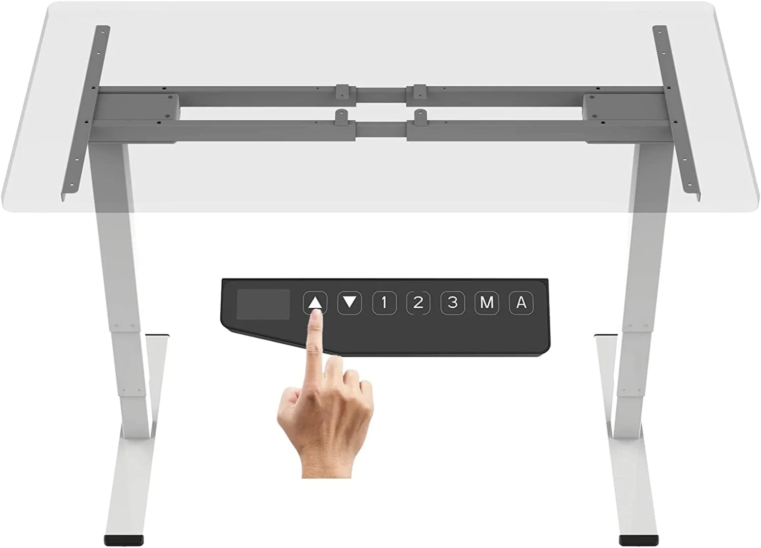 U-SHARE Electric Standing Desk Frame Dual Motor Pro 3 Stages Height Adjustable Children Protection Stand up Frame, White Only