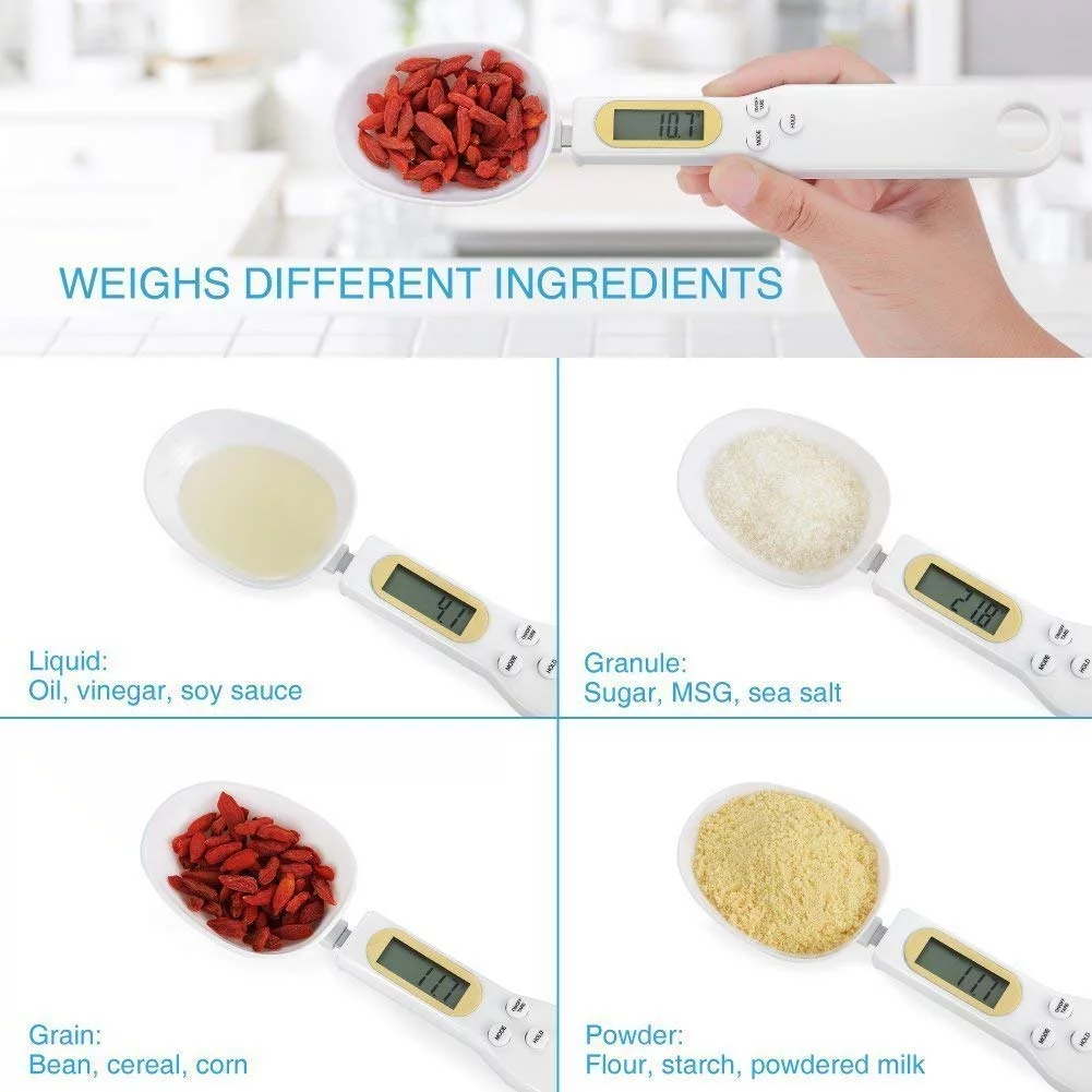 Food Scale Spoon, Digital Kitchen Scale High Precision Small Scale with Tare Function Weighing and Measuring Dry Liquid Ingredient Milk Tea Flour Medicine 1.1lb/500g(0.1g)