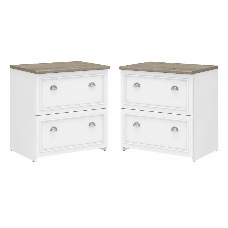 Home Square 2 Piece Engineered Wood Filing Cabinet Set in White and Gray