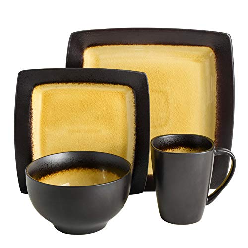 Gibson Elite Ocean Paradise 16-Piece Dinnerware Set, Amber