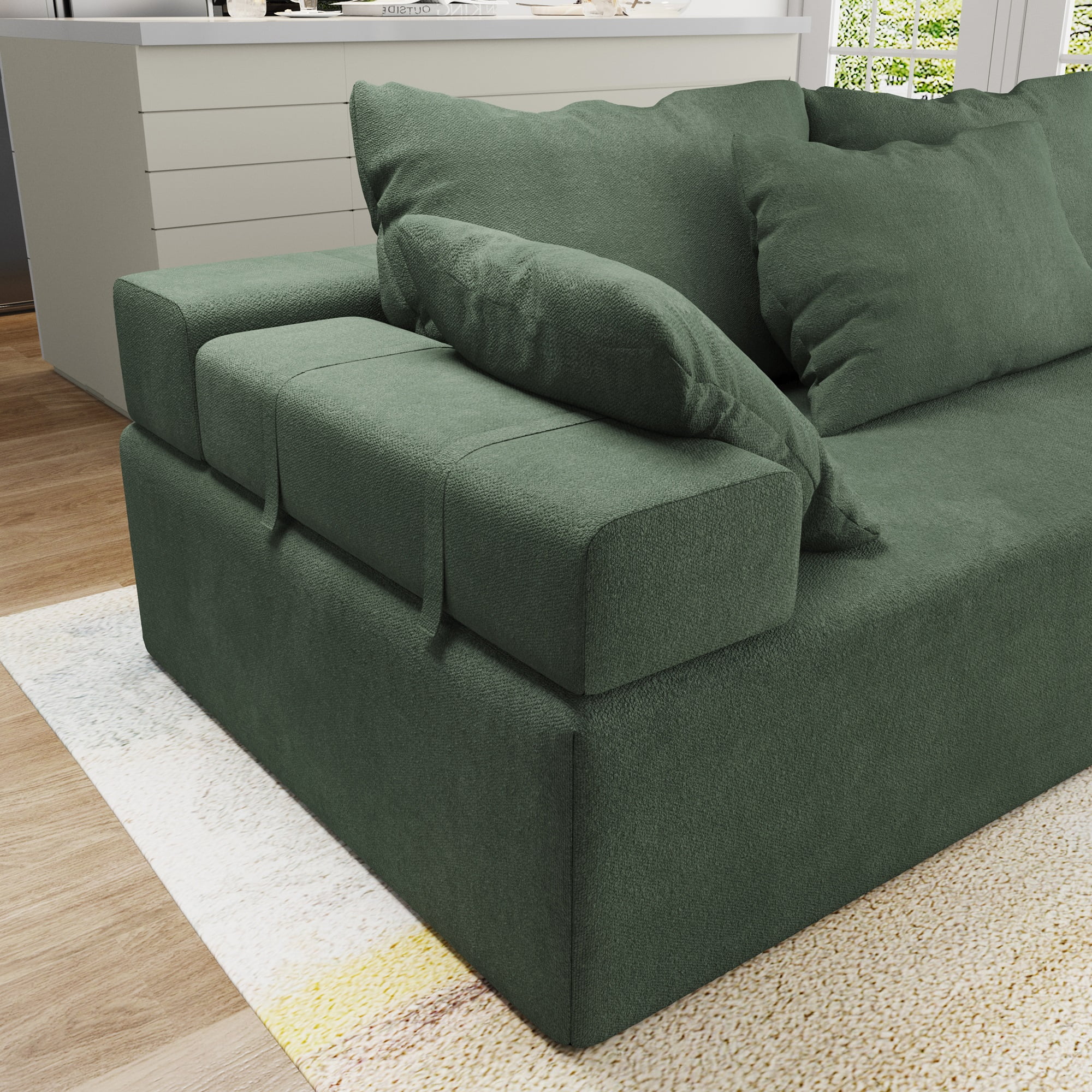 KINFFICT Convertible Modular Sectional Sofa with Right Chaise, 108