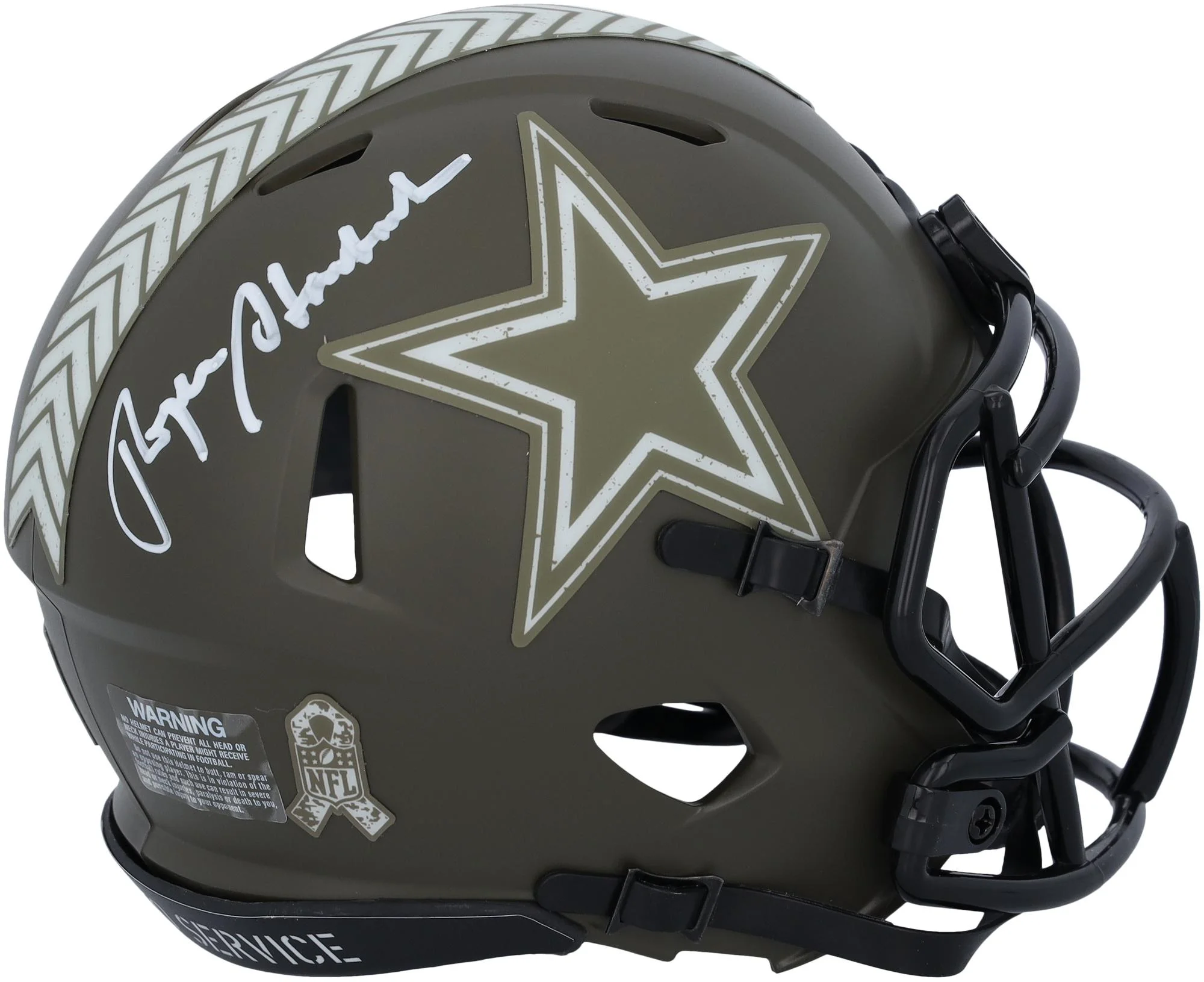 Roger Staubach Dallas Cowboys Autographed Riddell 2022 Salute to Service Speed Mini Helmet - Fanatics Authentic Certified