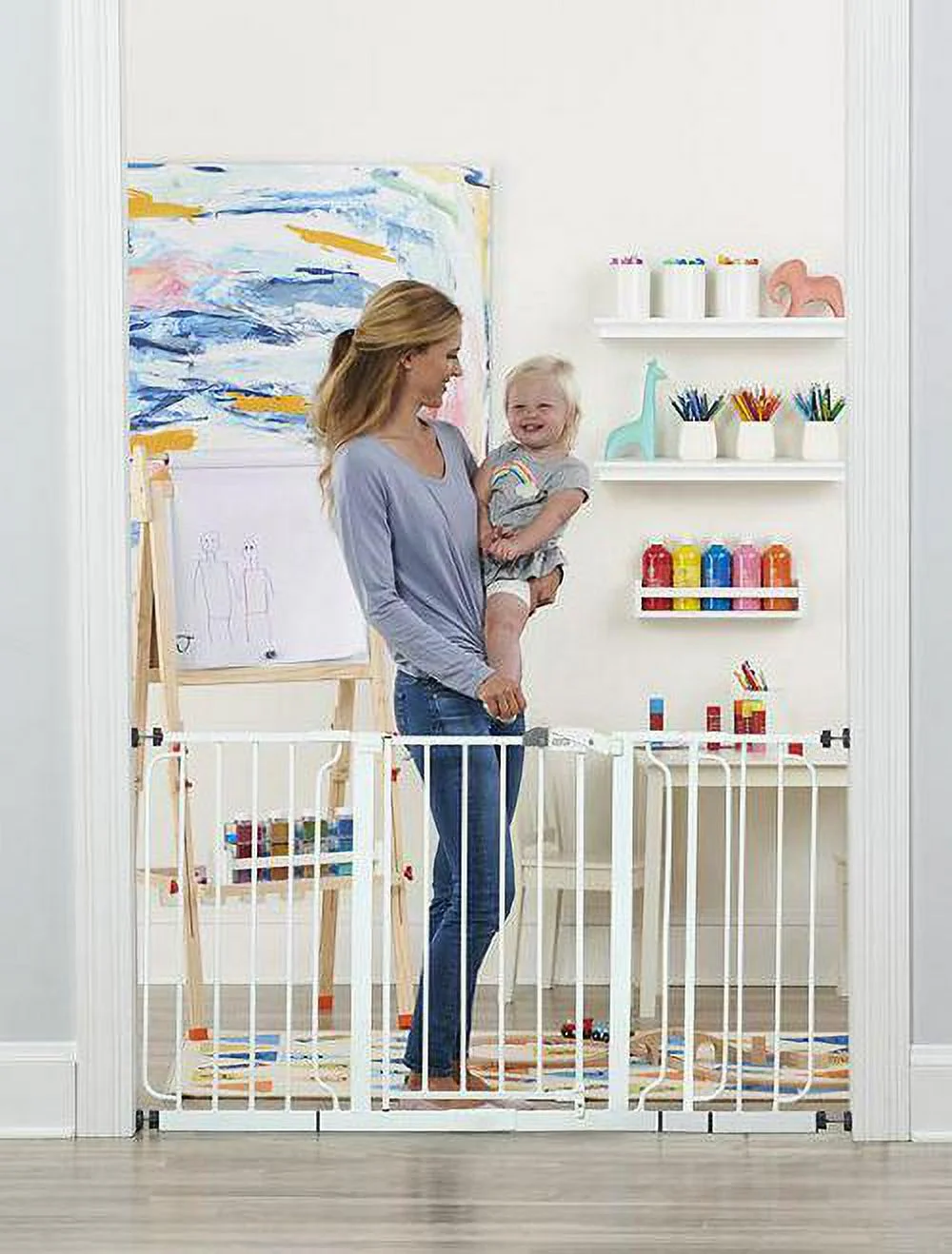 Regalo Extra WideSpan Walk Through Safety Pet Gate, 29 in. to 56 in., White