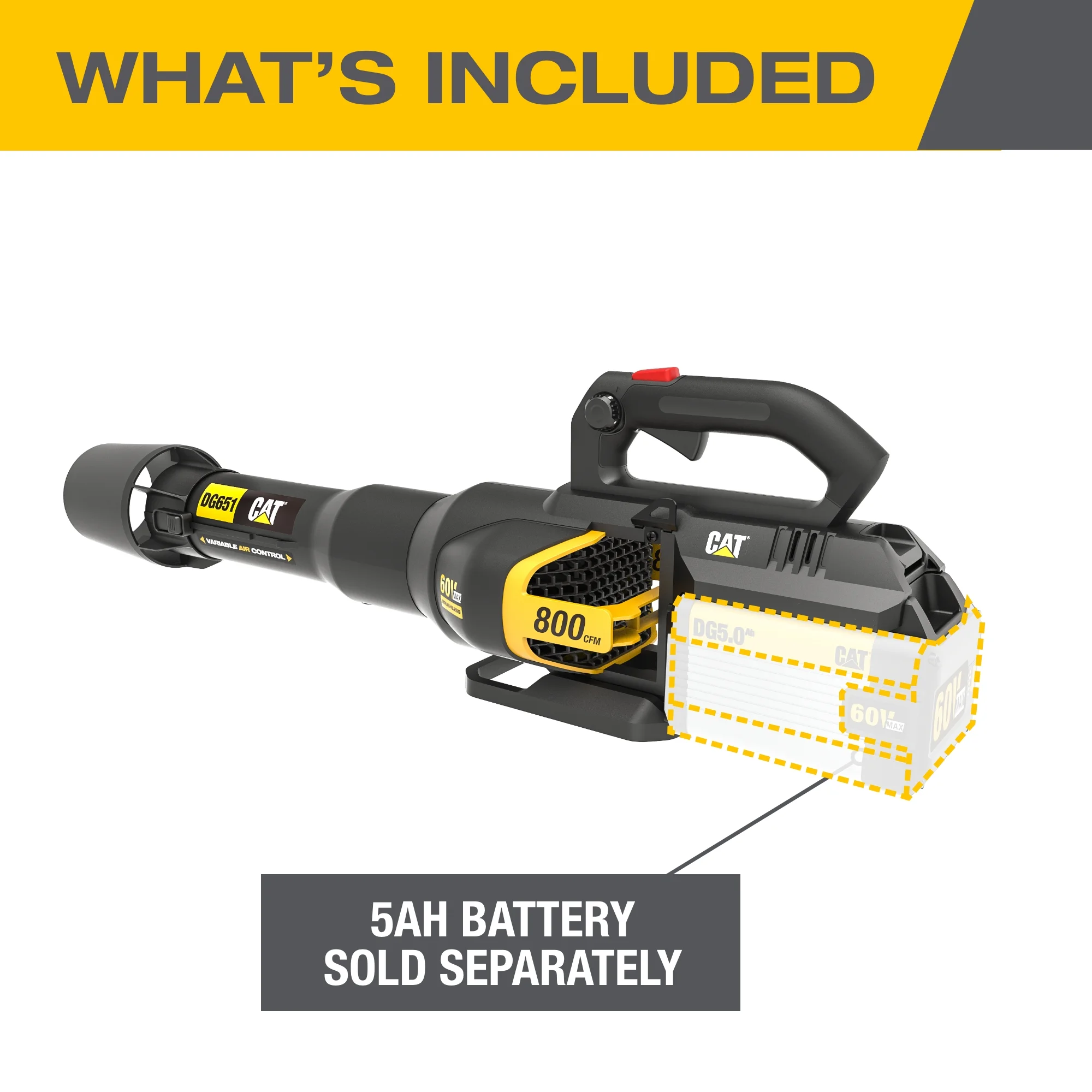 Caterpillar Cat® DG651.9 60V 800 CFM 175 MPH Brushless Leaf Blower (Tool Only)