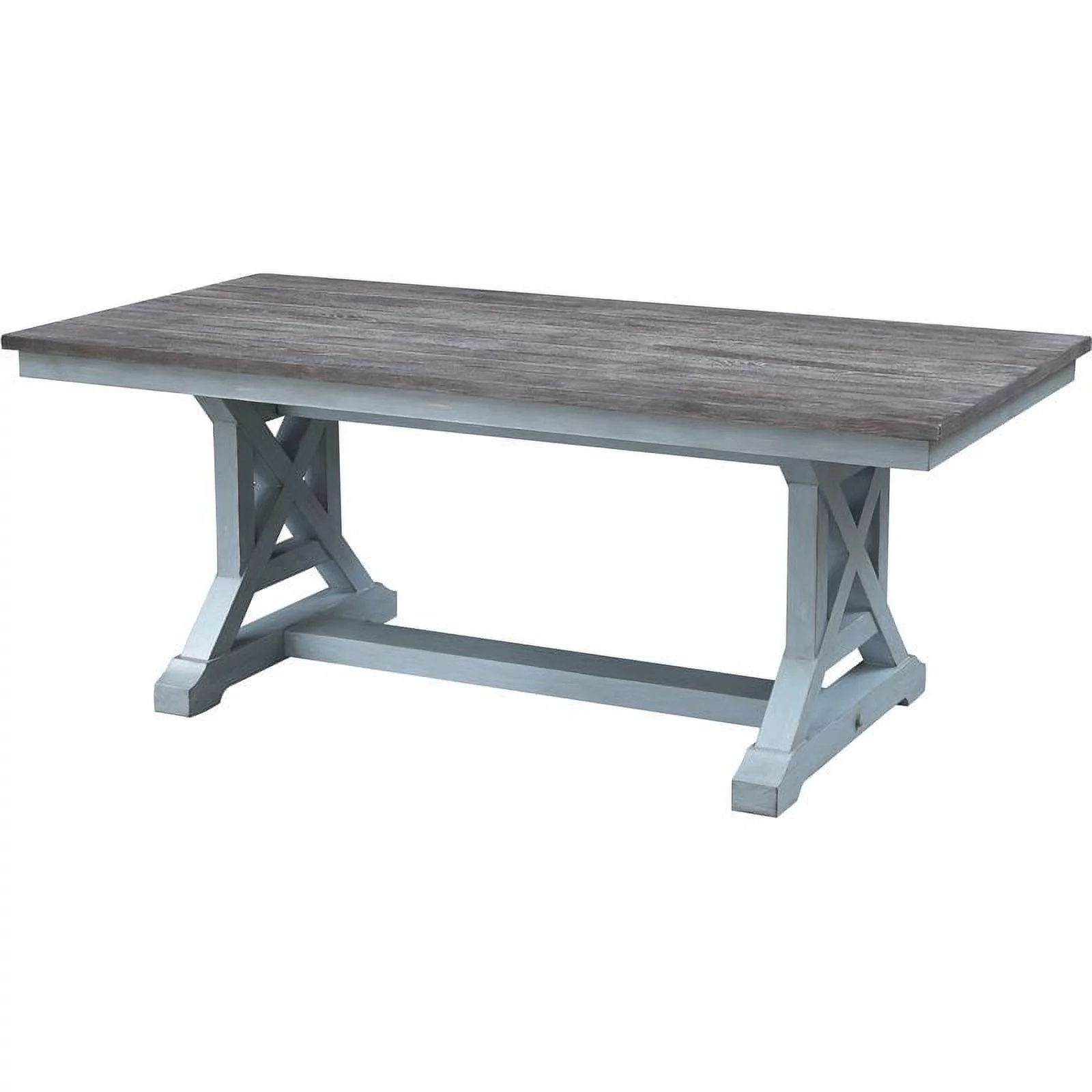 Pemberly Row Modern Bar Harbor Solid Wood Blue Finish Dining Table
