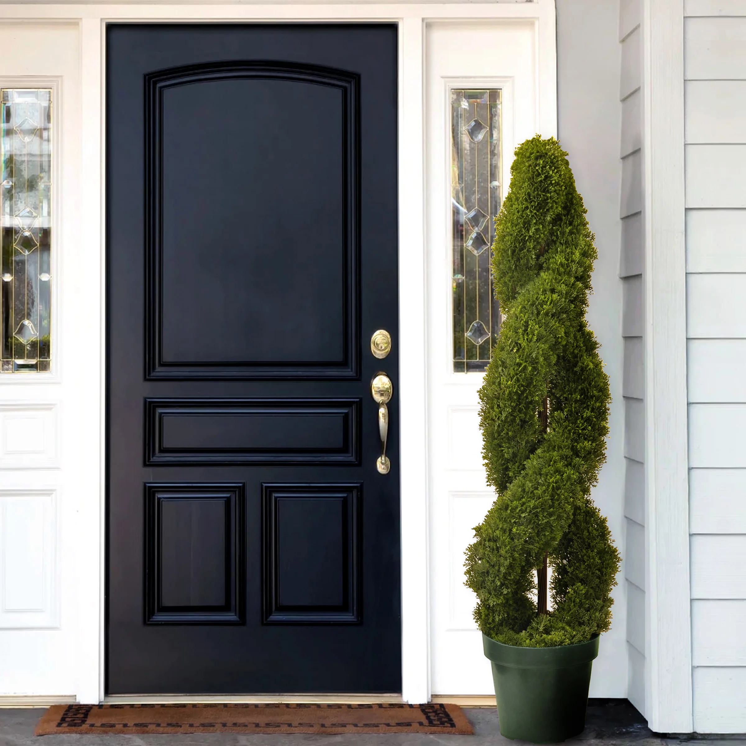 4' Potted Artificial Double Spiral Cedar Topiary Tree