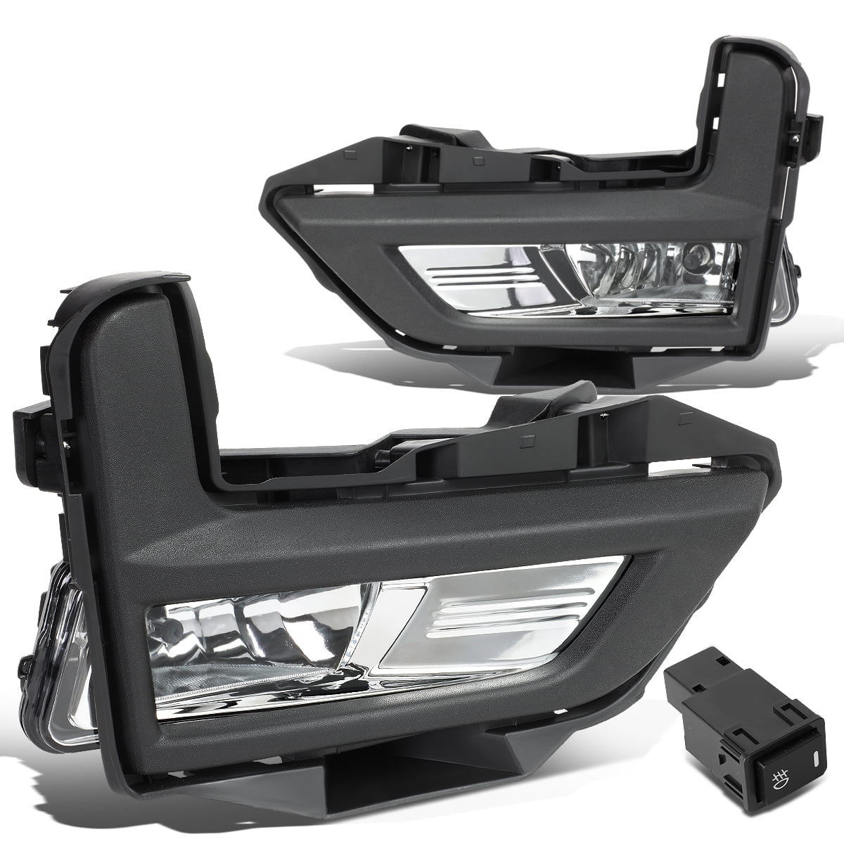 DNA Motoring FL-ZTL-279-CH For 2017 to 2018 Nissan Rogue Pair Front Driving Fog Light Lamp+Switch+Black Bezels Clear Lens