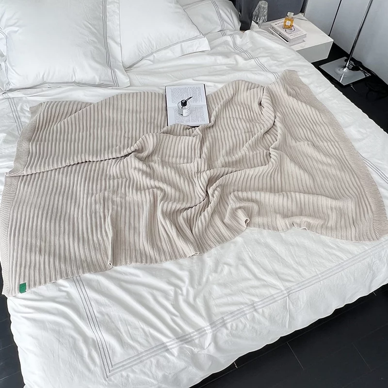 Wicker Knitted Sofa Blanket, Classic Design, Blue (45 