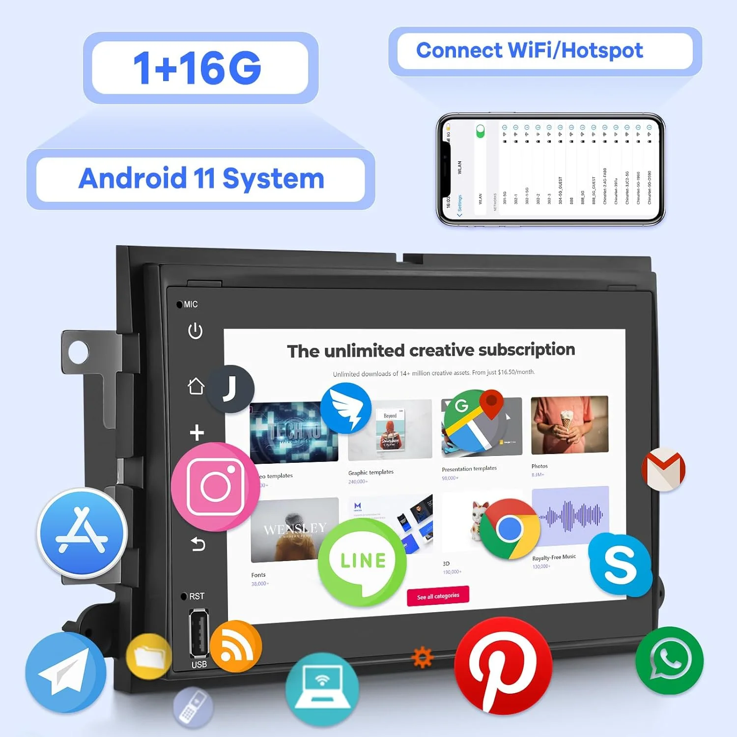 THONZER Android Car Radio for Ford F150 F250 F350 Fusion Edge Explorer Taurus Freestar, [1G+16G] 7 inch Touch Screen Stereo, Bluetooth/SWC/EQ Audio/1080P +Backup Camera