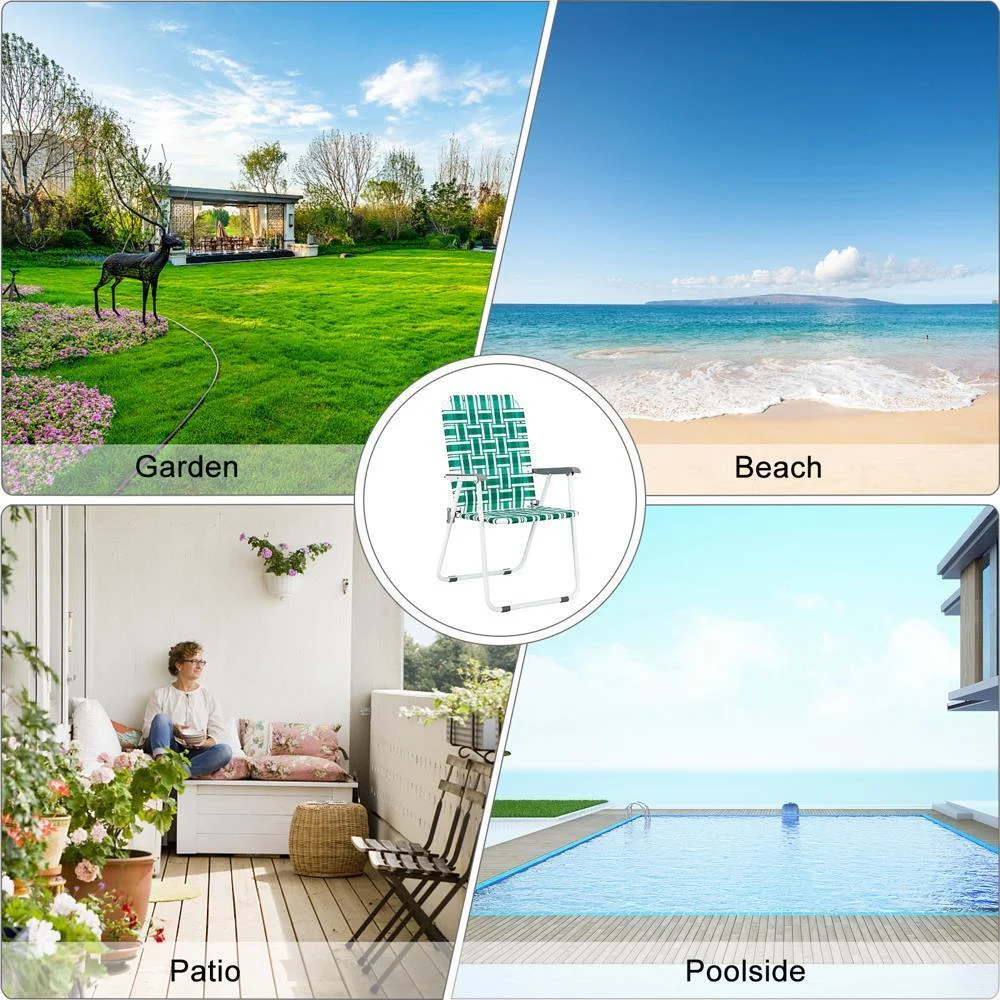 2 Pack Folding Web Chair Beach Chair Lawn Patio Webbed Strap Furniture