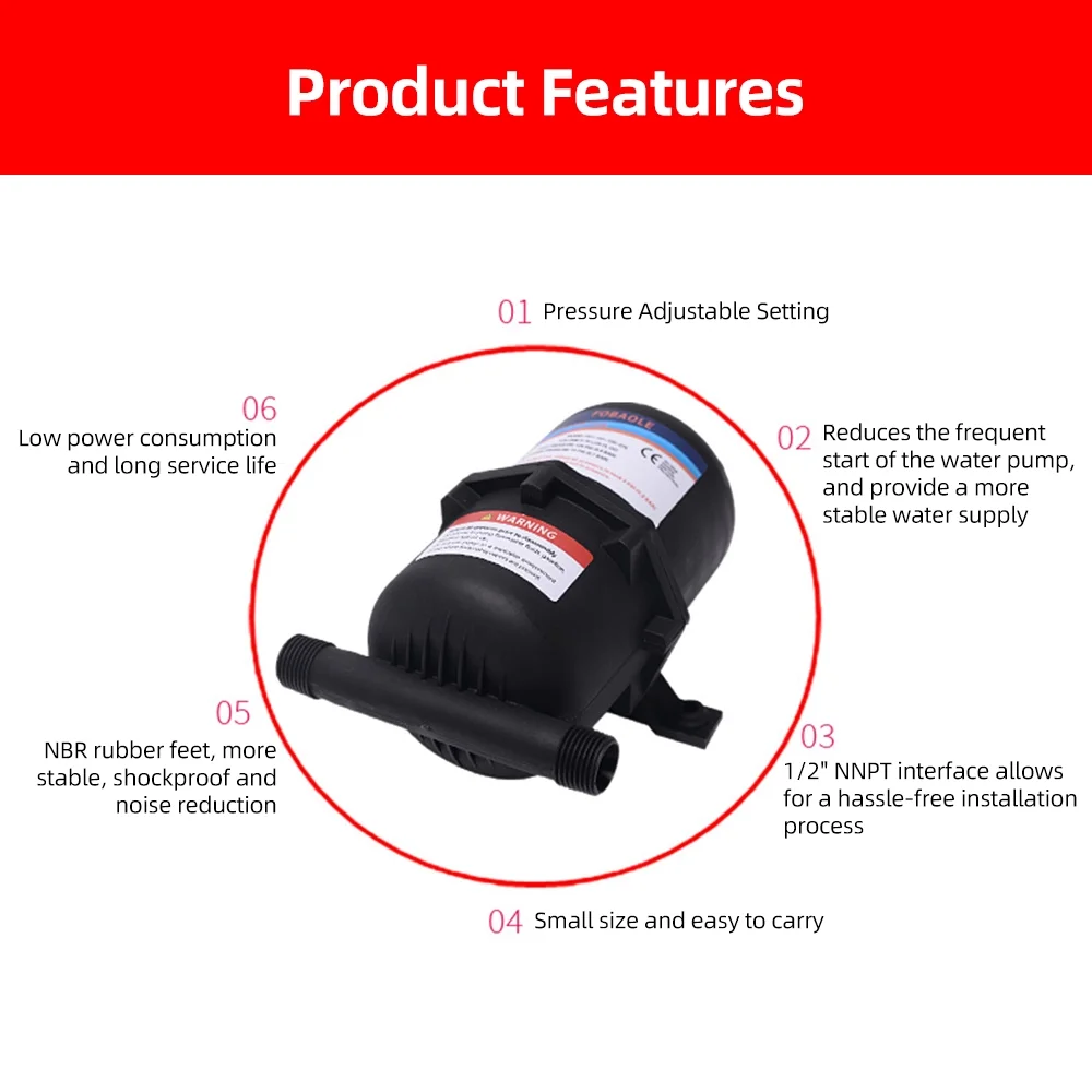 GoolRC Accumulator ,Max. 125psi Mnpt Port 1/2 Mnpt Pump Rv Reduced Pump 125psi 1/2 Bladder Port 1/2 Port Pressure Bladder Reduced Boat Caravan Reduced 0.75l Rv Boat 0.75l 125psi Max. 1/2inner