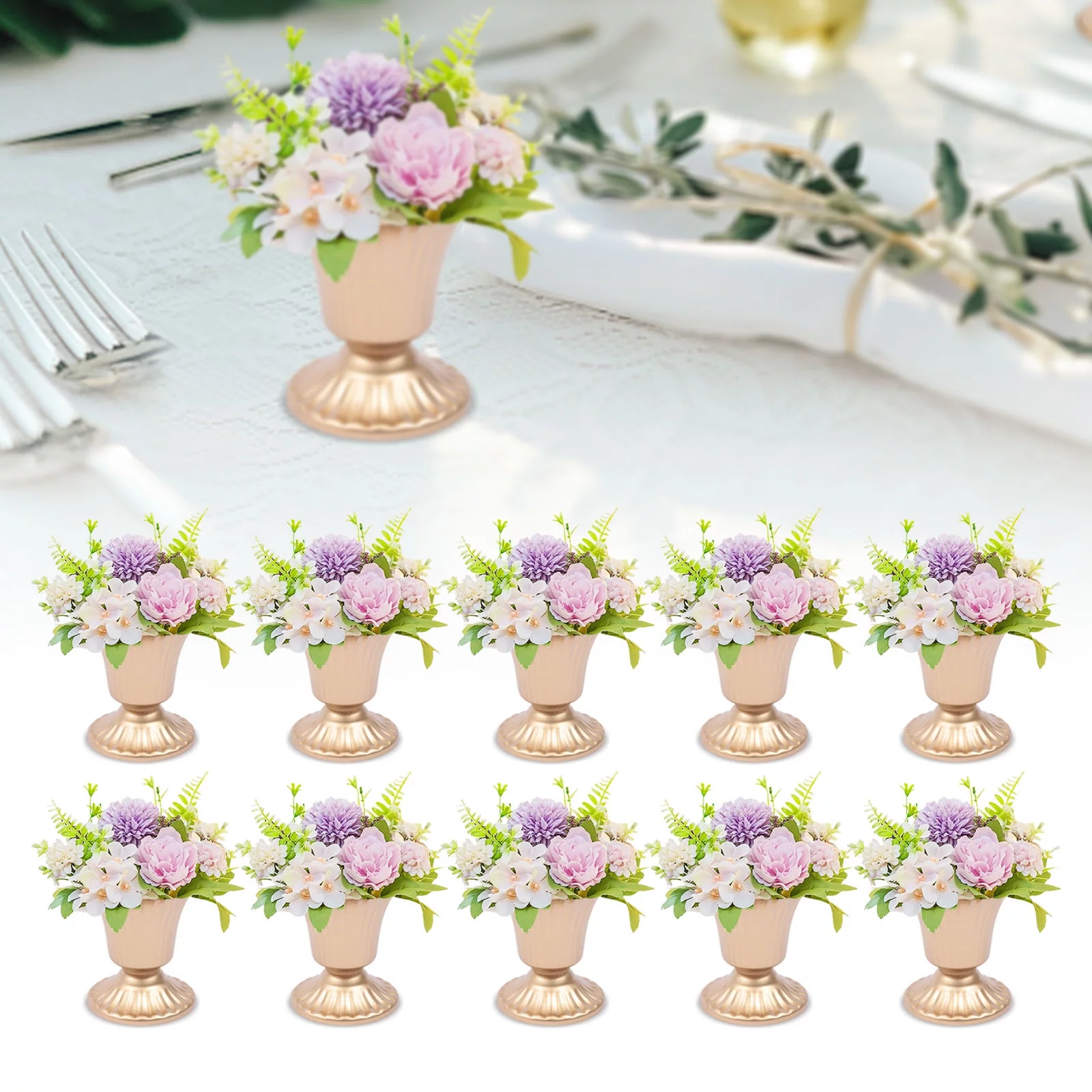 Wuzstar 10 Pcs Mini Wedding Centerpieces Vase Metal Elegant Desk Flower Holder for Anniversary Ceremony