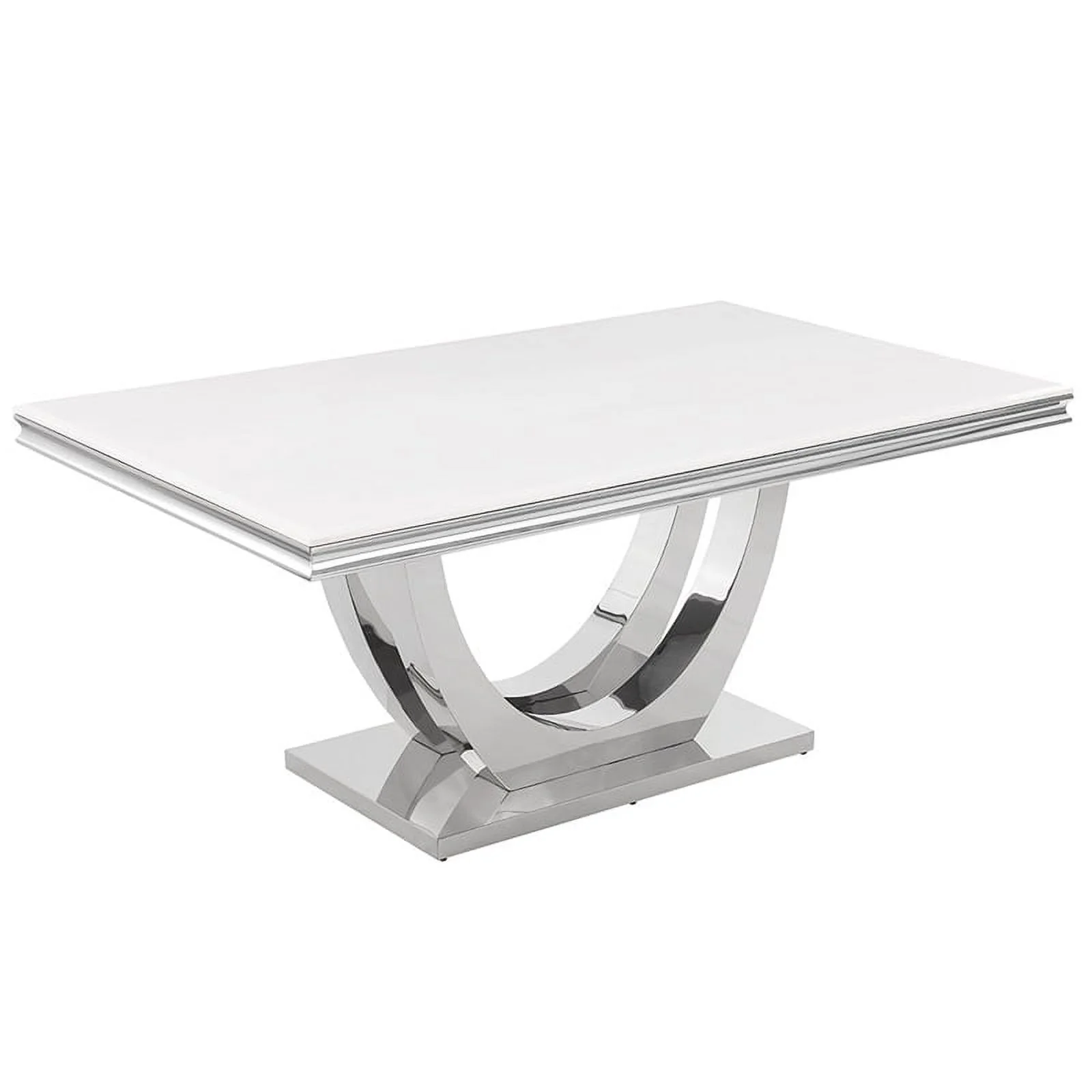 Pemberly Row Silver Faux Marble Pedestal Dining Table (Seats 6)