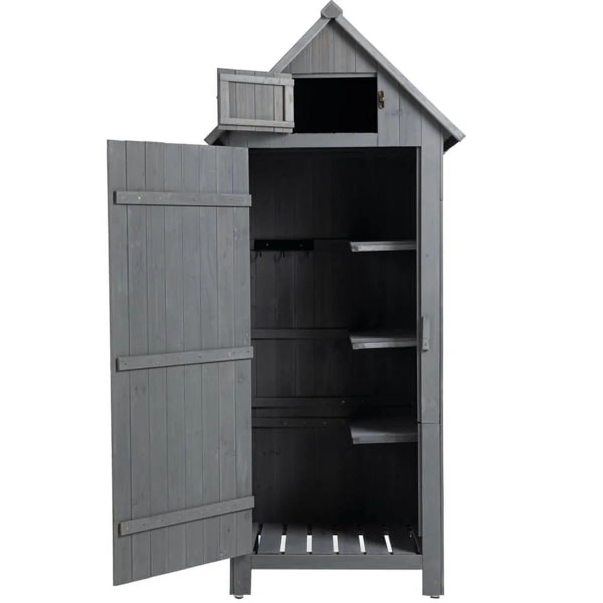Wooden garden locker with lockable door, single door, grey Outdoor Tool Storage Cabinet, Wooden Fir Garden Shed with Single Storage Door