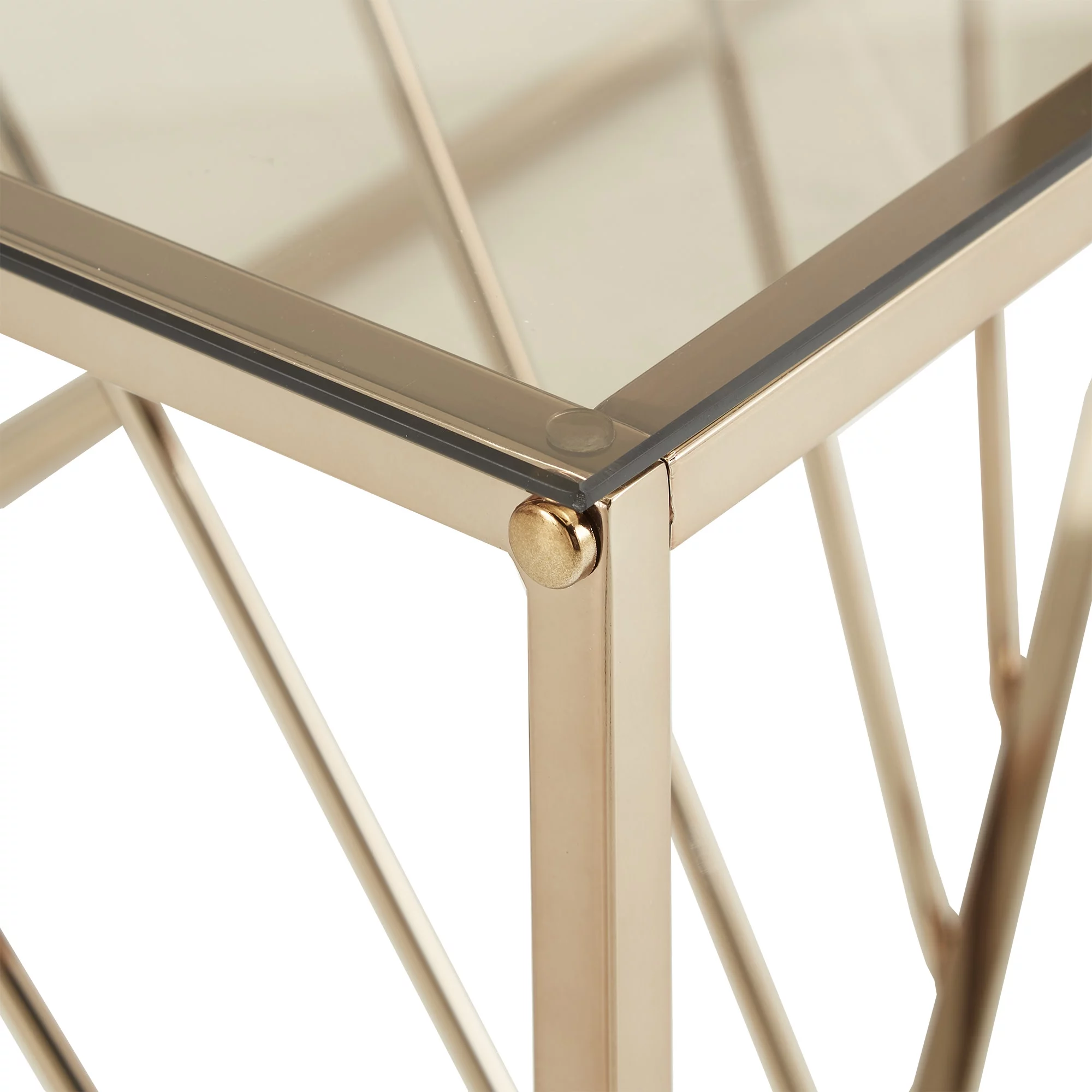 Weston Home Anna Rectangular Metal and Glass Top Coffee Table, Champagne Gold