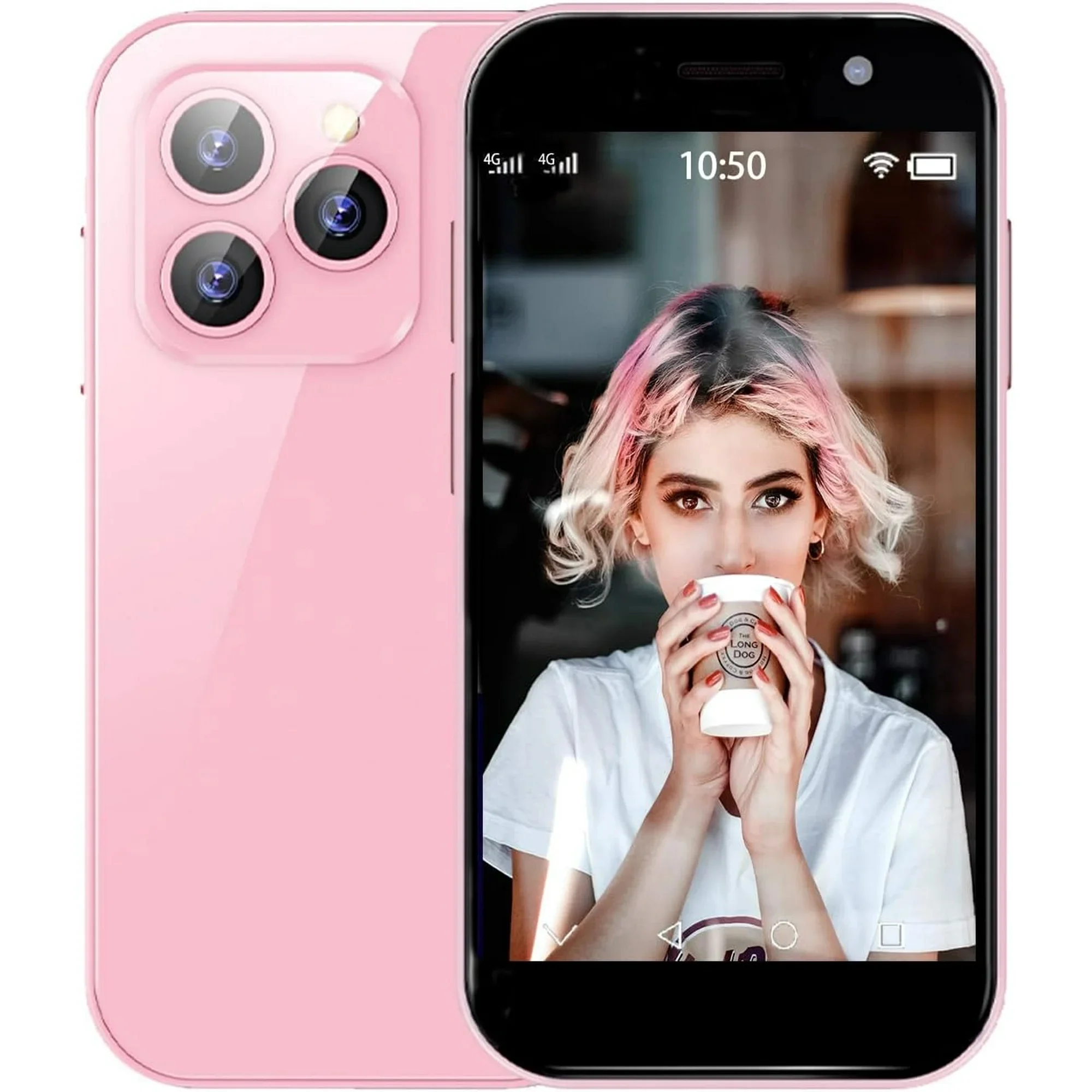 Pink Mini Phone 4G XS14Pro Mini Smartphone 3.0 Inch Android 9.0 Unlocked Quad Core Dual Sim 2GB RAM 16GB ROM Mini Cell Phone Display 2600mAh Small Mobile Phone for Student