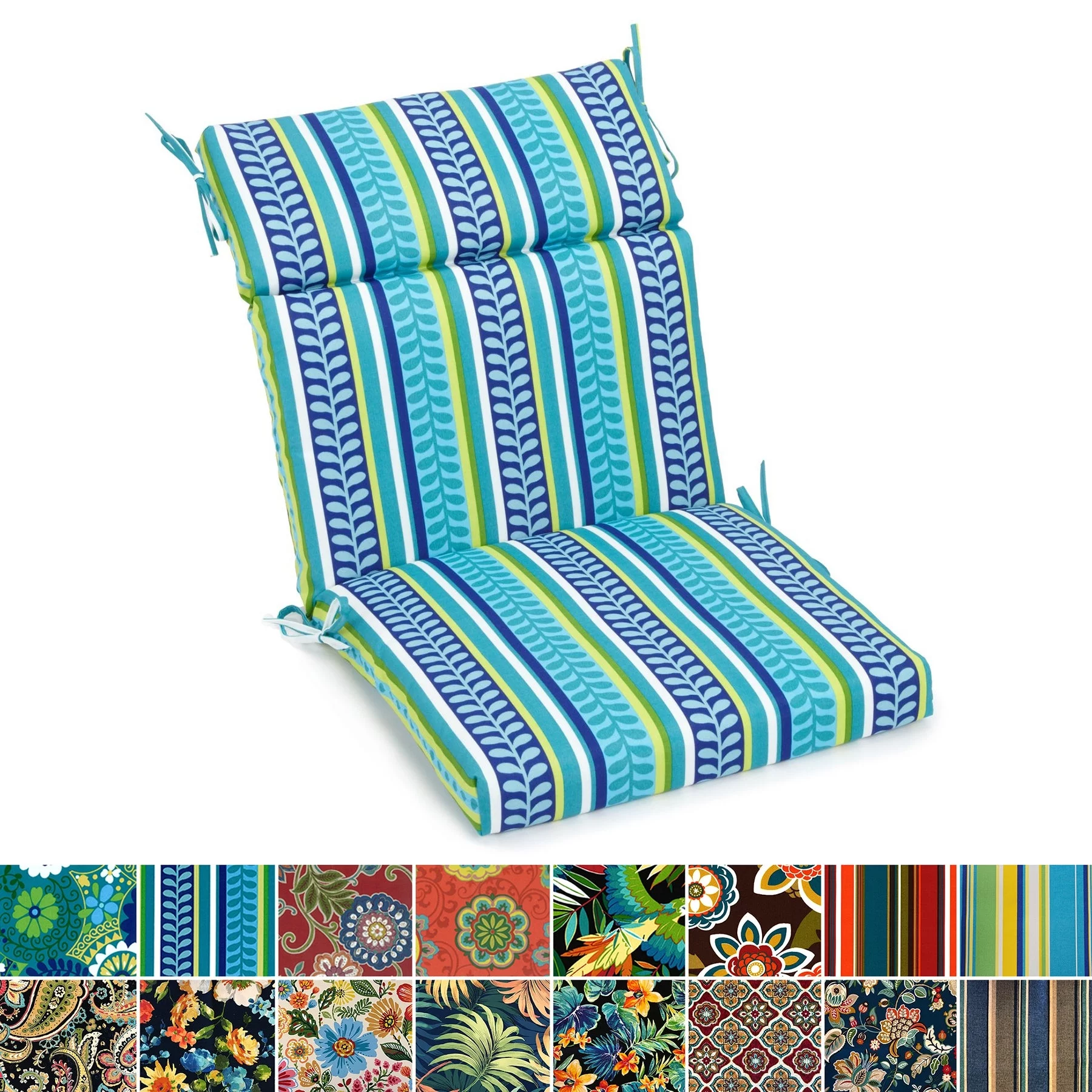 Blazing Needles 22-inch by 45-inch Three-section Outdoor Seat/Back Chair Cushion Farrington Terrace Grenadine 45 x 22