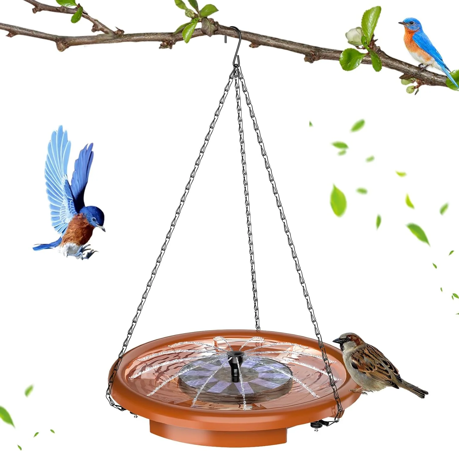 AISITIN Hanging Bird Bath with Solar Fountain Pump, 15