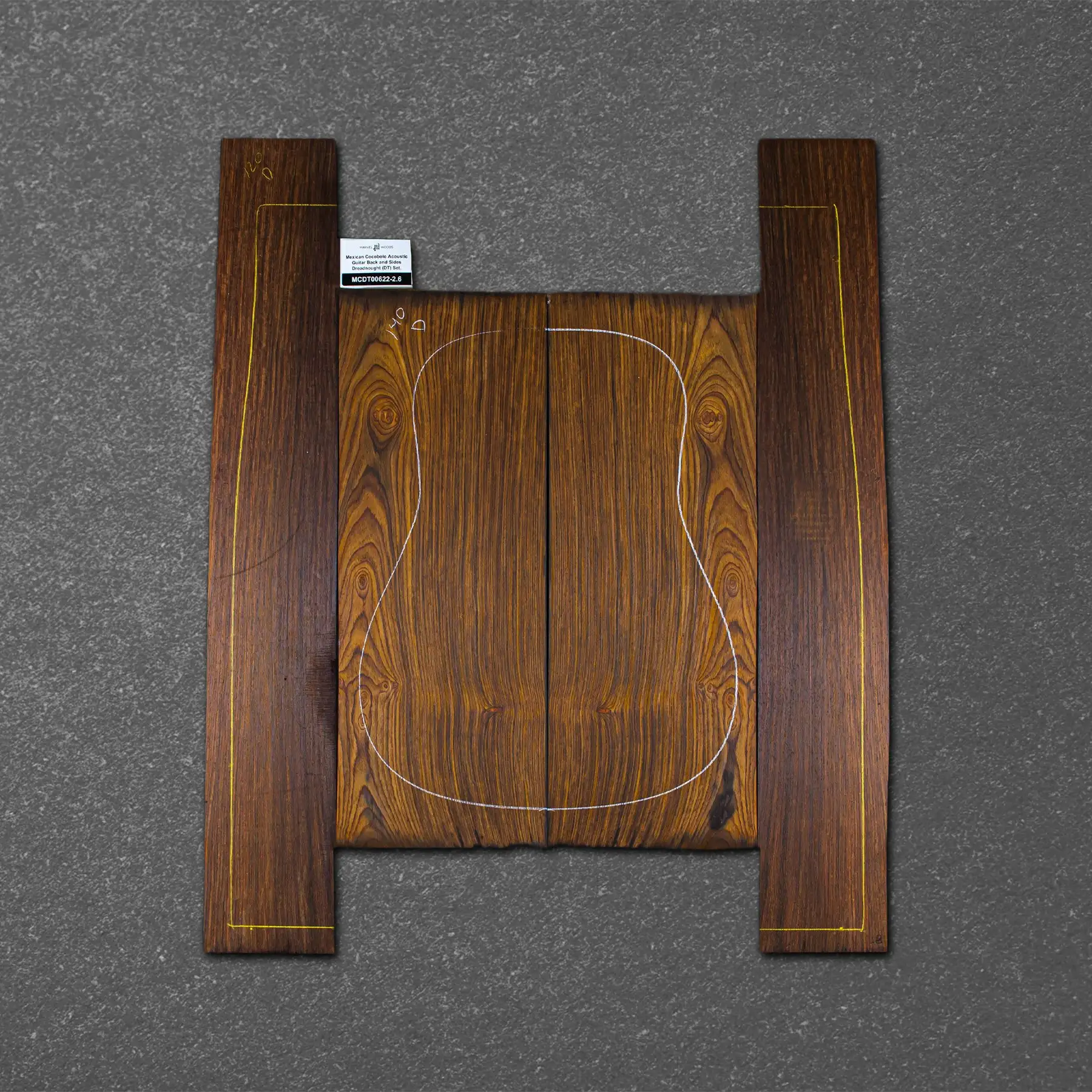 Mexican Cocobolo Acoustic Guitar Back and Sides Dreadnought (DT) Set. – MCDT000622-2.6