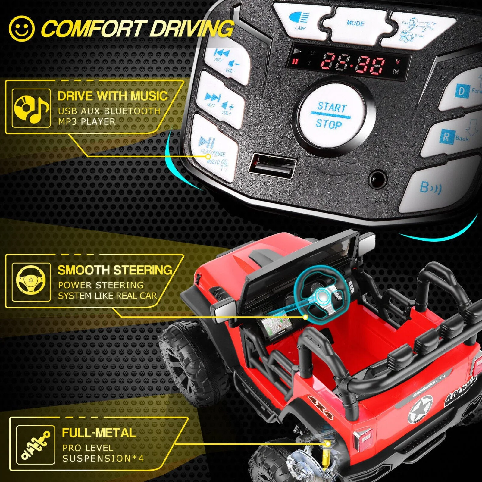 2-Seater 24V Electric Ride-On Truck with Bluetooth and Remote Control - 400W Power