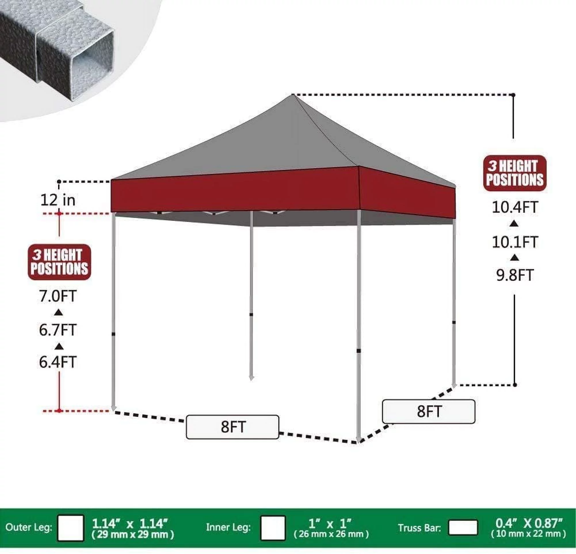 USA 8'x8' Ez Pop Up Canopy Tent Commercial Instant Canopies with Heavy Duty Roller Bag,Bonus 4 Sand Weights Bags (Beige)