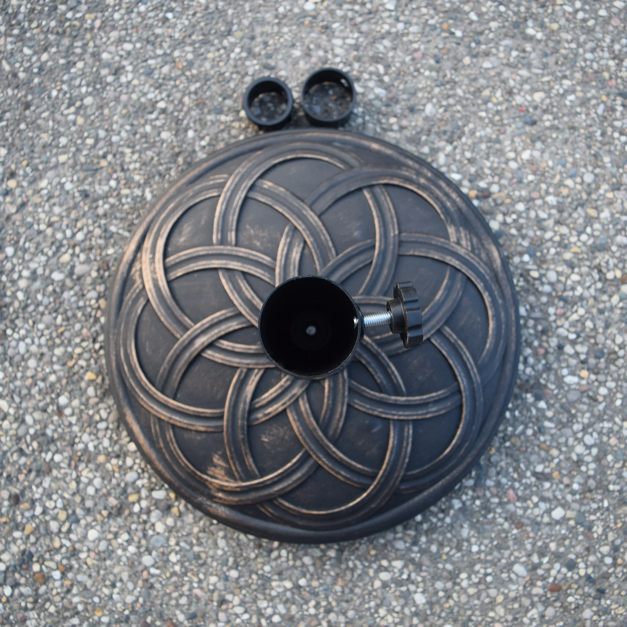 Antique Bronze 33 lbs Round Concrete Umbrella Stand Base Weight