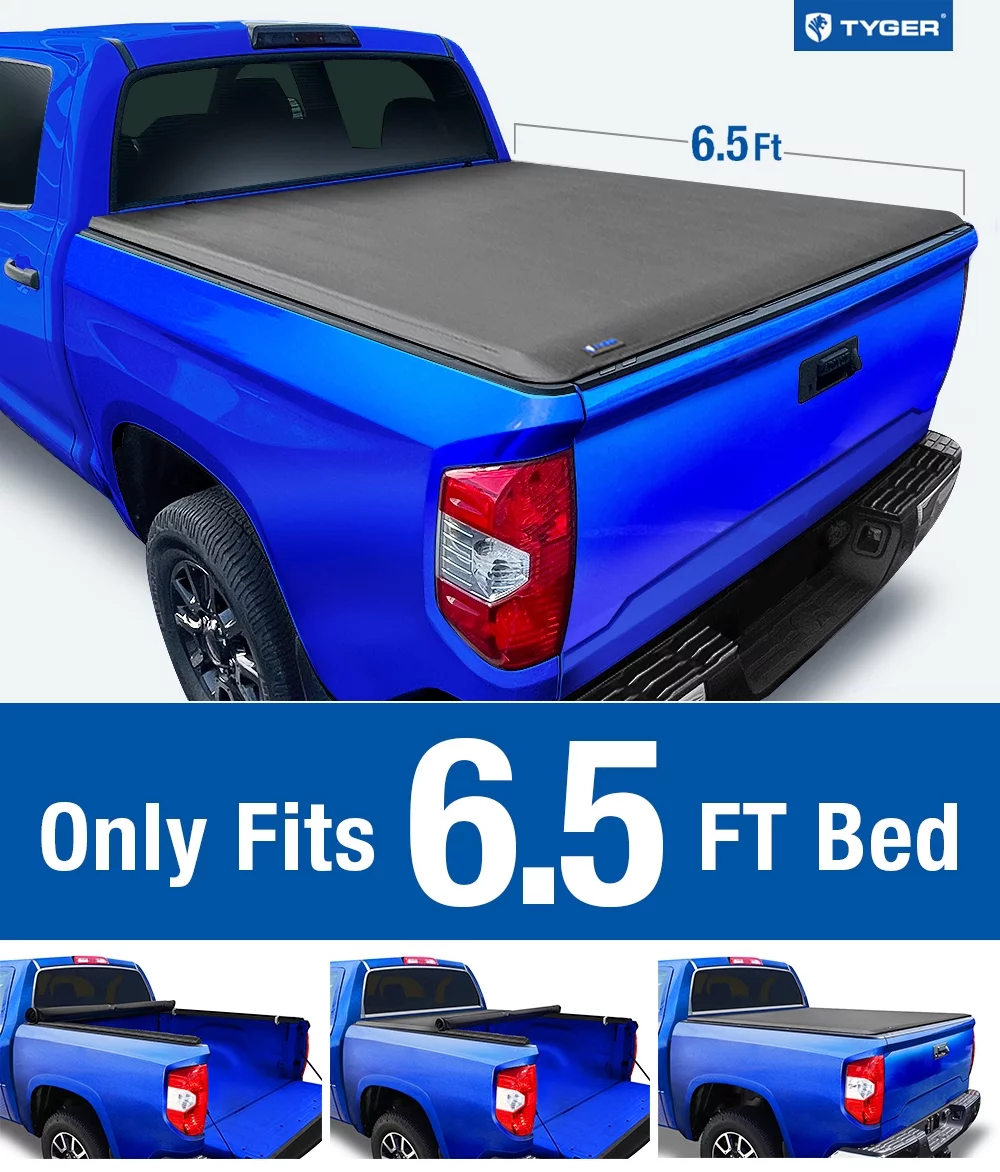Tyger Auto T1 Soft Roll-up Truck Bed Tonneau Cover Compatible with 2007-2013 Toyota Tundra | 6.5' Bed | TG-BC1T9039 | Vinyl
