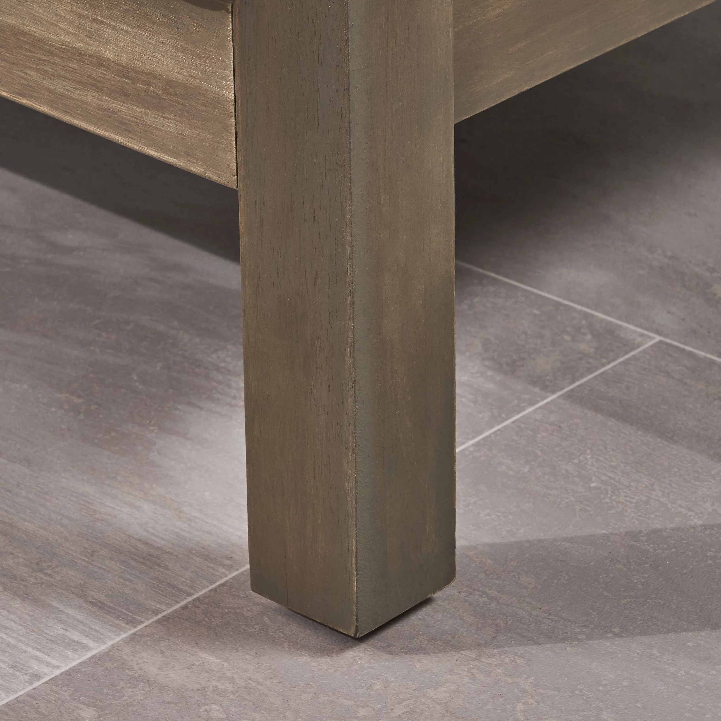 GDF Studio Indira Outdoor Acacia Wood Club Chair with Cushion, Gray Finish and Dark Gray