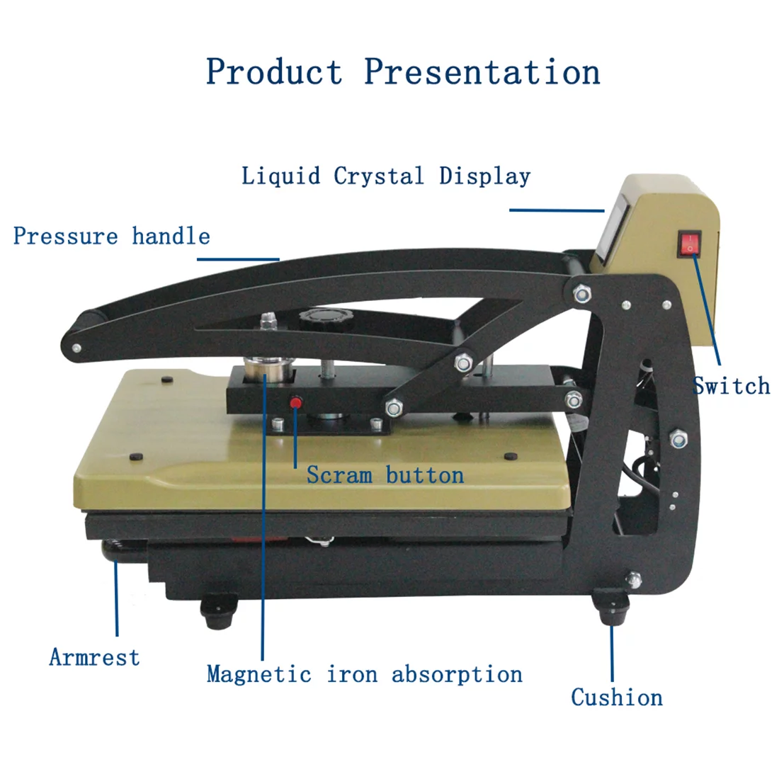 PreAsion Semi-auto Magnetic Hot Stamping Machine Heat Press Transfer with 5 Bottom Plates