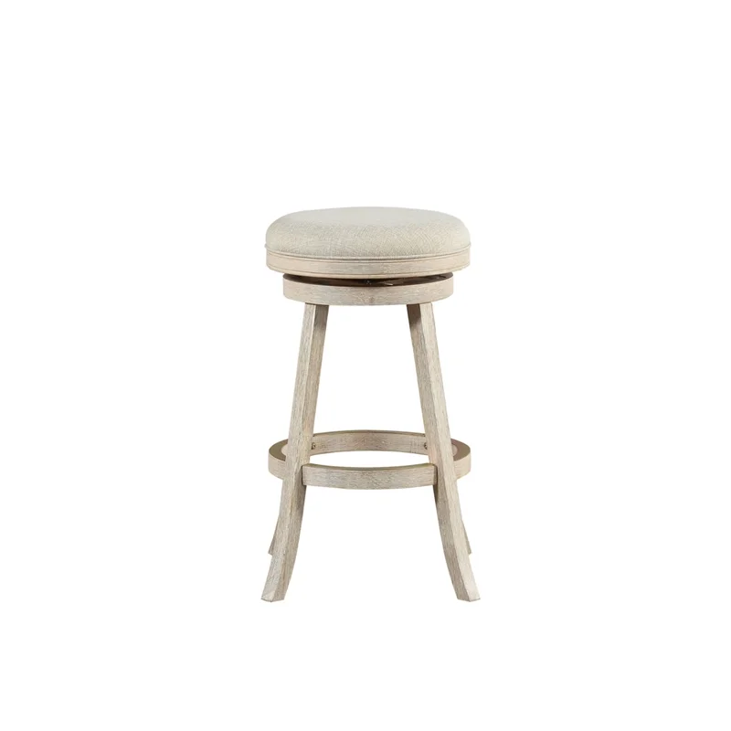 Boraam Fenton Swivel Backless Bar Stool - Ivory Wire-Brush