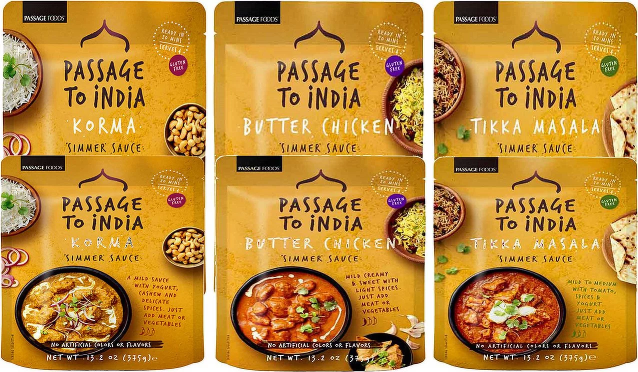 Passage To India Tikka Masala, Korma & Butter Chicken Simmer Sauce, Variety 6-Pack 13.2 oz. Pouch