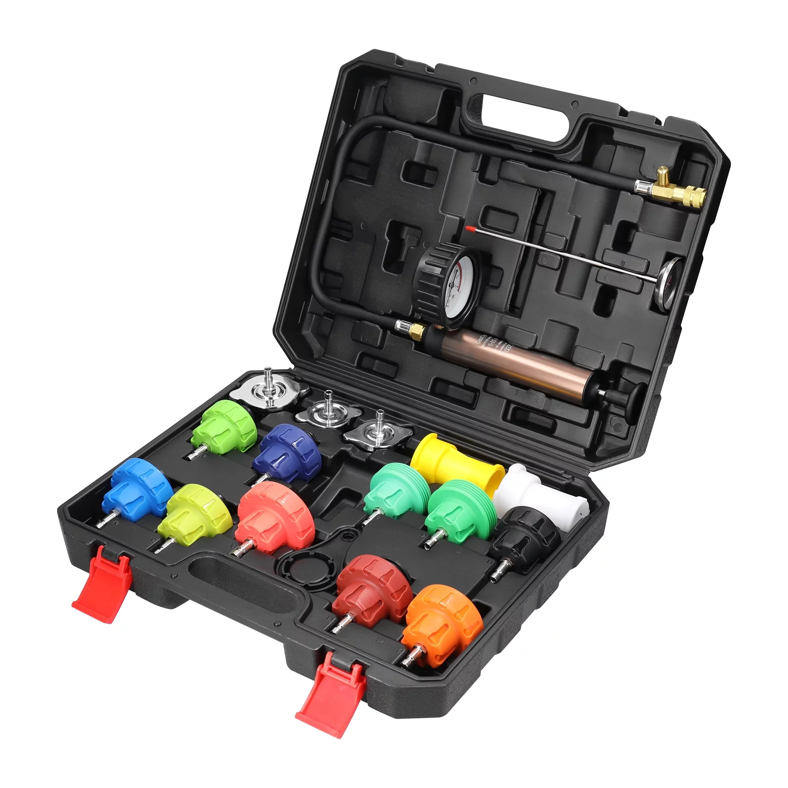 Universal Car Tanks Leak Detection Automotive Leakage Detector Tool Radiator Water Pressure Tester Auto Air Conditioning Cooling Coolant Purge Tool Kit