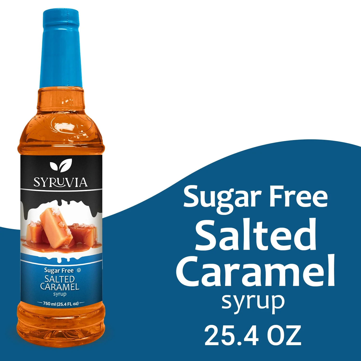 Syruvia Salted Caramel Sugar Free Coffee Syrup No-Calorie Coffee Sauce for Coffee, Lattes, Shakes, Smoothies, Desserts, 25.4 Fl. Oz
