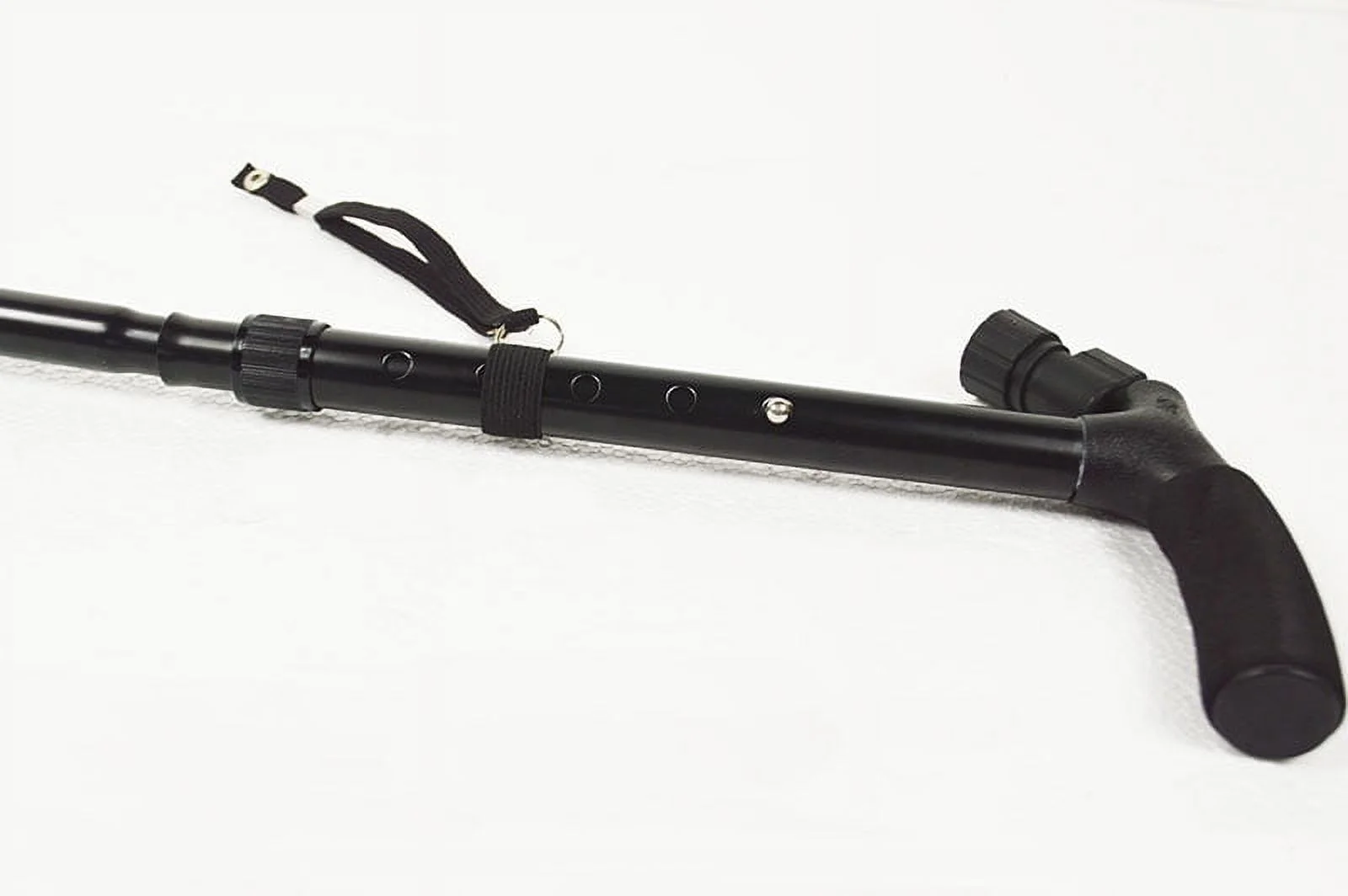 Folding Cane LED Light Elderly Safety Walking Stick with Adjustable Height and 4 Head Pivoting Black