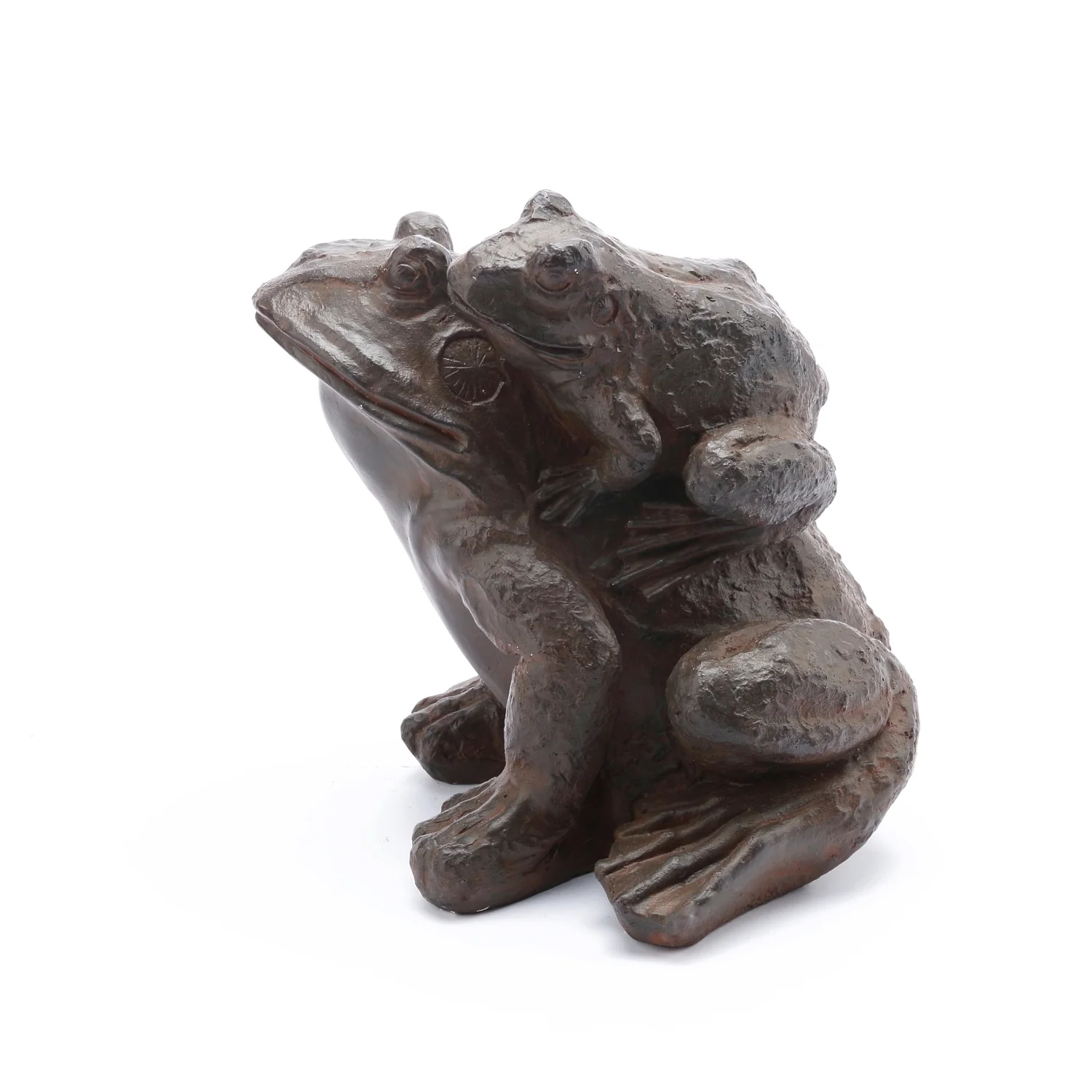 HomeStock Rustic Retreat Brown Mgo Frog Family Garden Statue