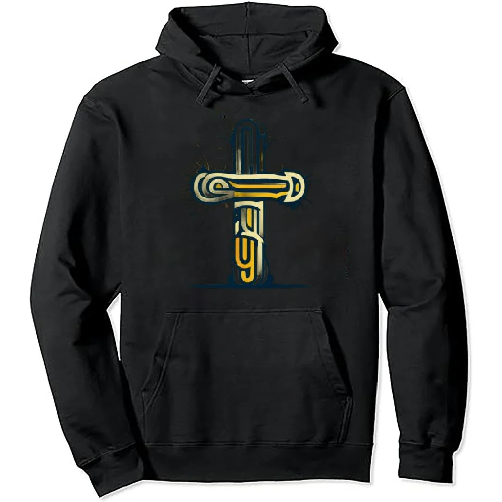 FLORID Catholicism Gold Heart Of Jesus Catholic Christian Saint Rick and Morty Hoodie with Pocket Black