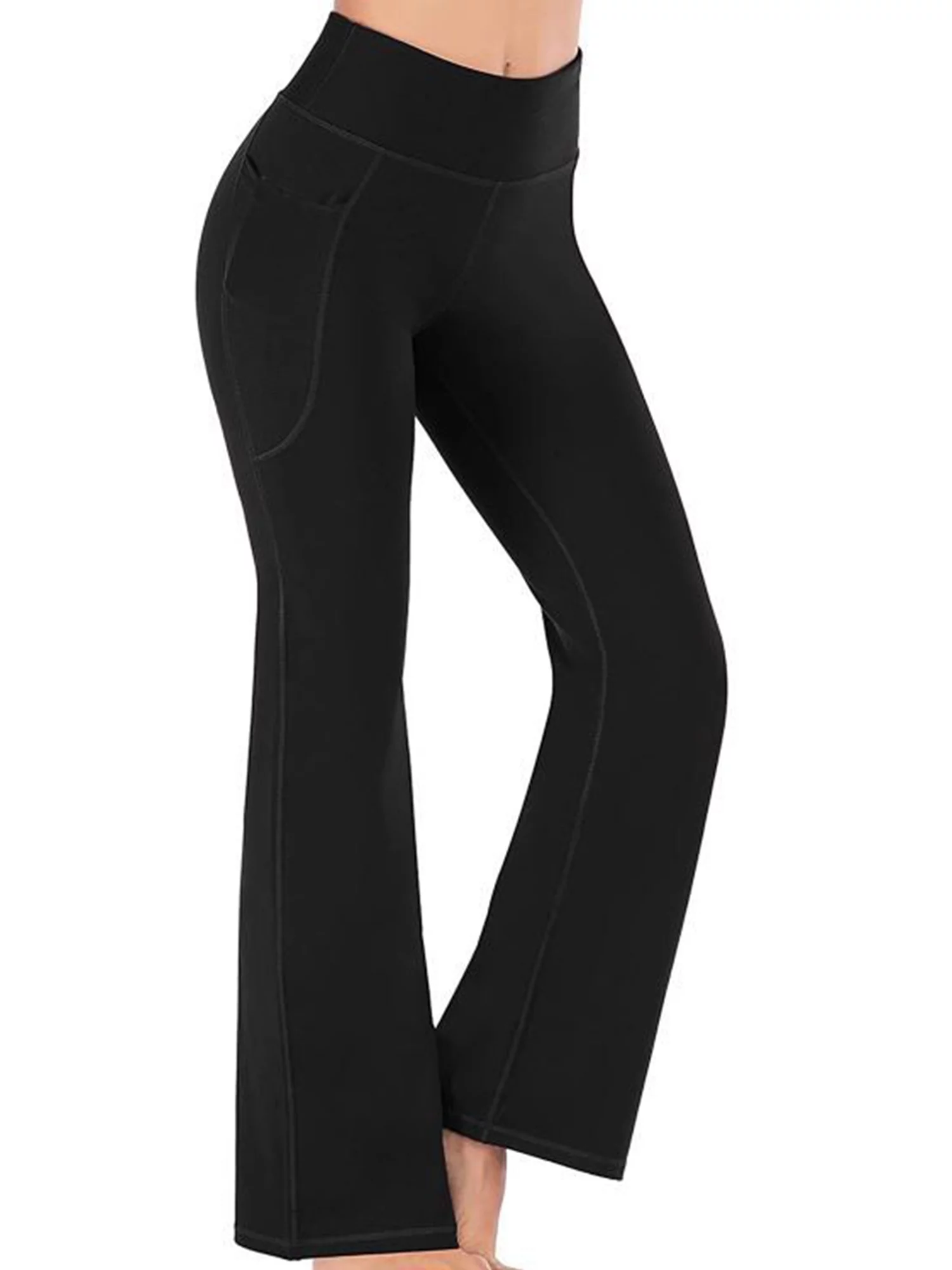 Sexy Dance Women Ladies Bootcut Yoga Pants with Pockets Stretch Workout Pants High Waist Gym Exercise Athletic Active Pant Leggings Plus Size