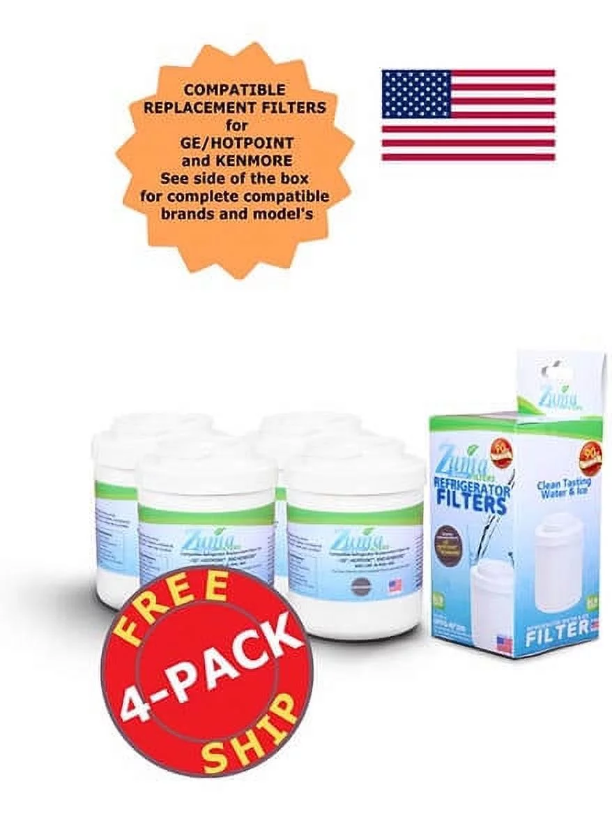 ZUMA Brand , Water and Ice Filter , Model # OPFG-RF300 , Compatible with GE® GSHF5KGXECBB - 4 Pack - Made in U.S.A.