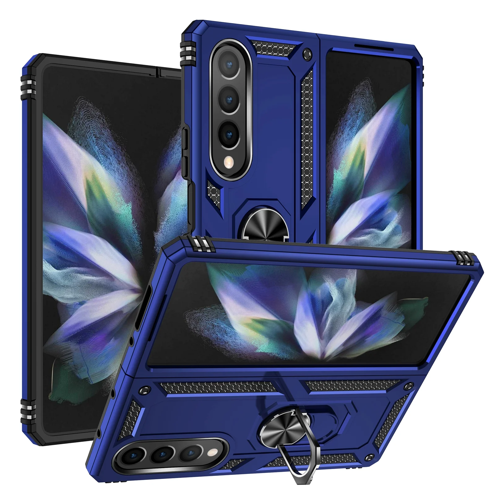 Dteck Case for Samsung Galaxy Z Fold 4 5G,Shockproof Rugged Kickstand Case Ring Holder Lighweight Cover for Galaxy Z Fold 4 (2022),Blue