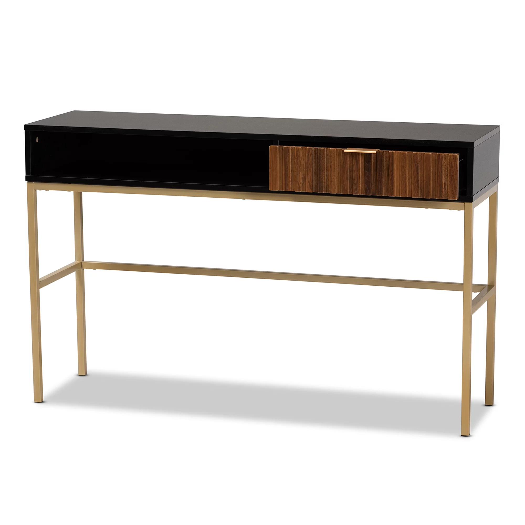 Baxton Studio Uriel Modern Wood and Metal 1 Drawer Console Table, Black