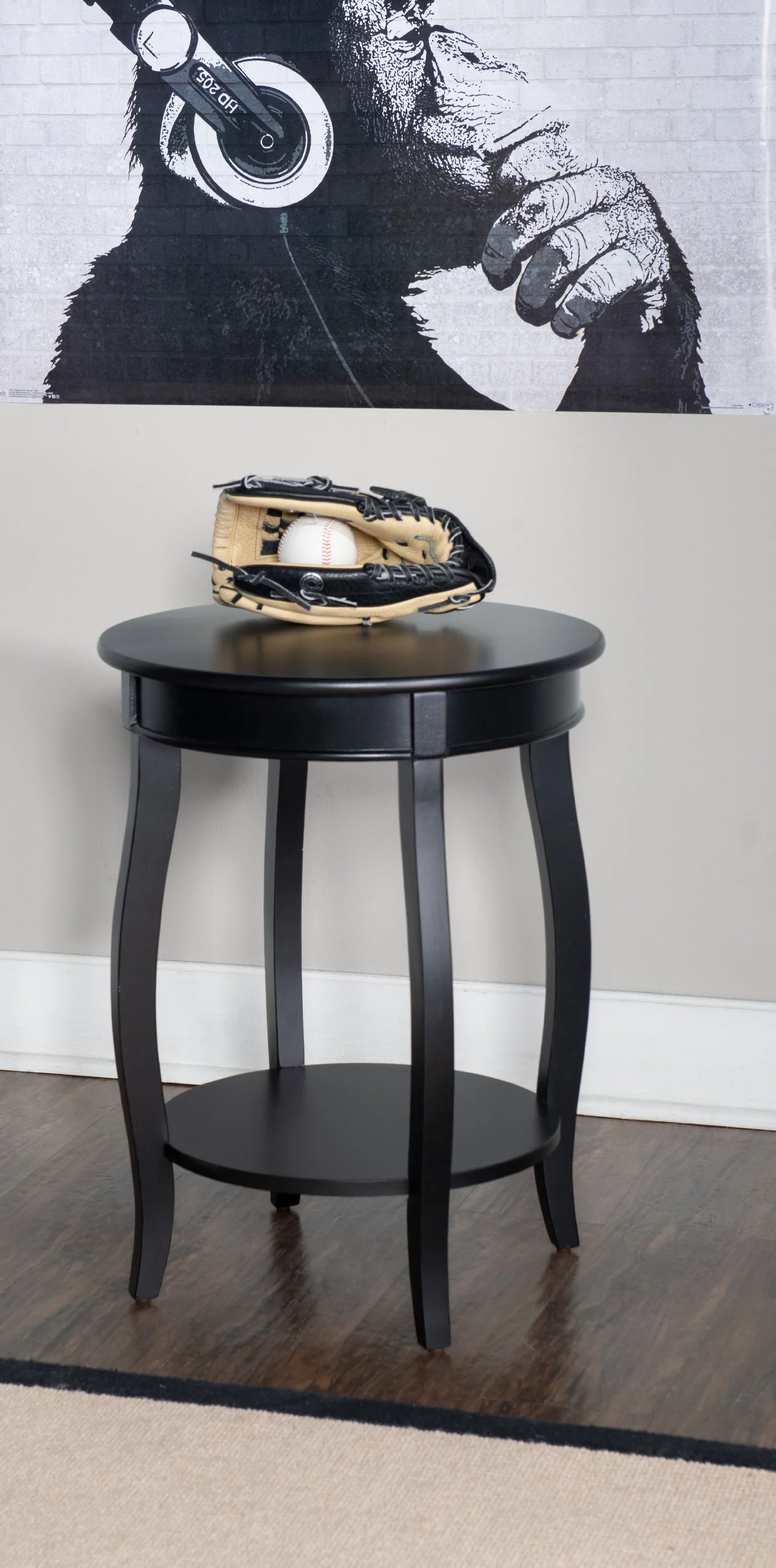 Powell Fiore Round Side Table, Black