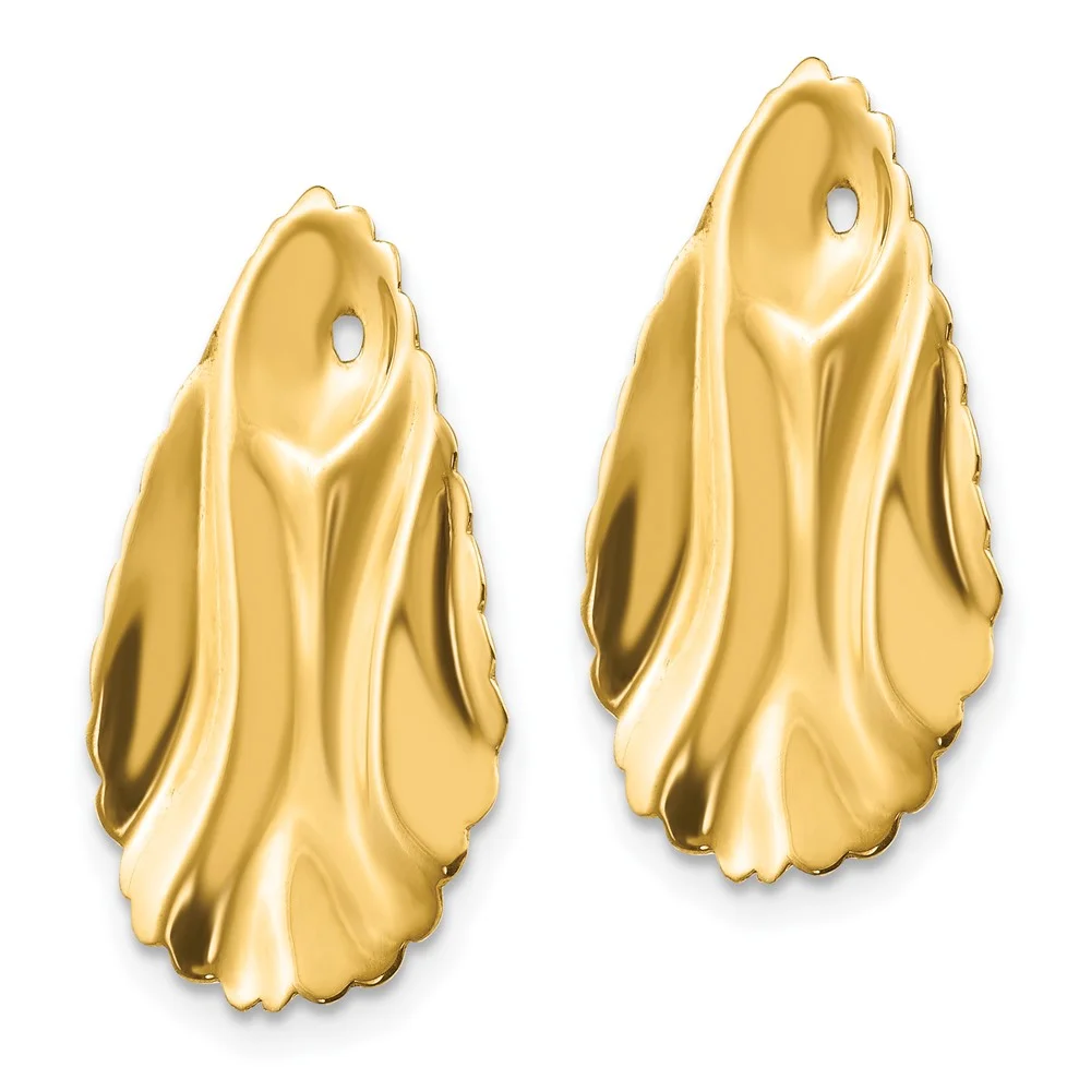 Primal Gold 14 Karat Yellow Gold Polished Hammered Oval Earring Jackets