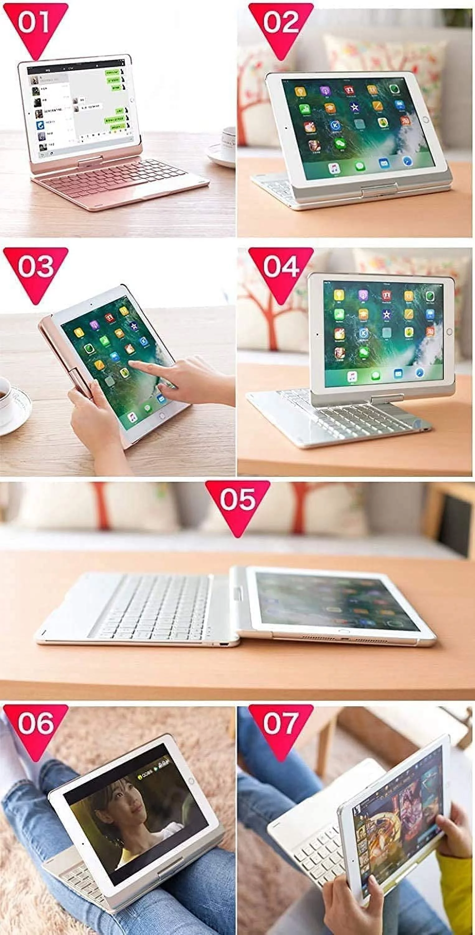 360° Rotatable Touch Keyboard for iPad 10th Generation 2022 10.9 inch Backlight Keyboard Built‑in Trackpad, Bluetooth Foldable Keyboard Cover for iPad 10