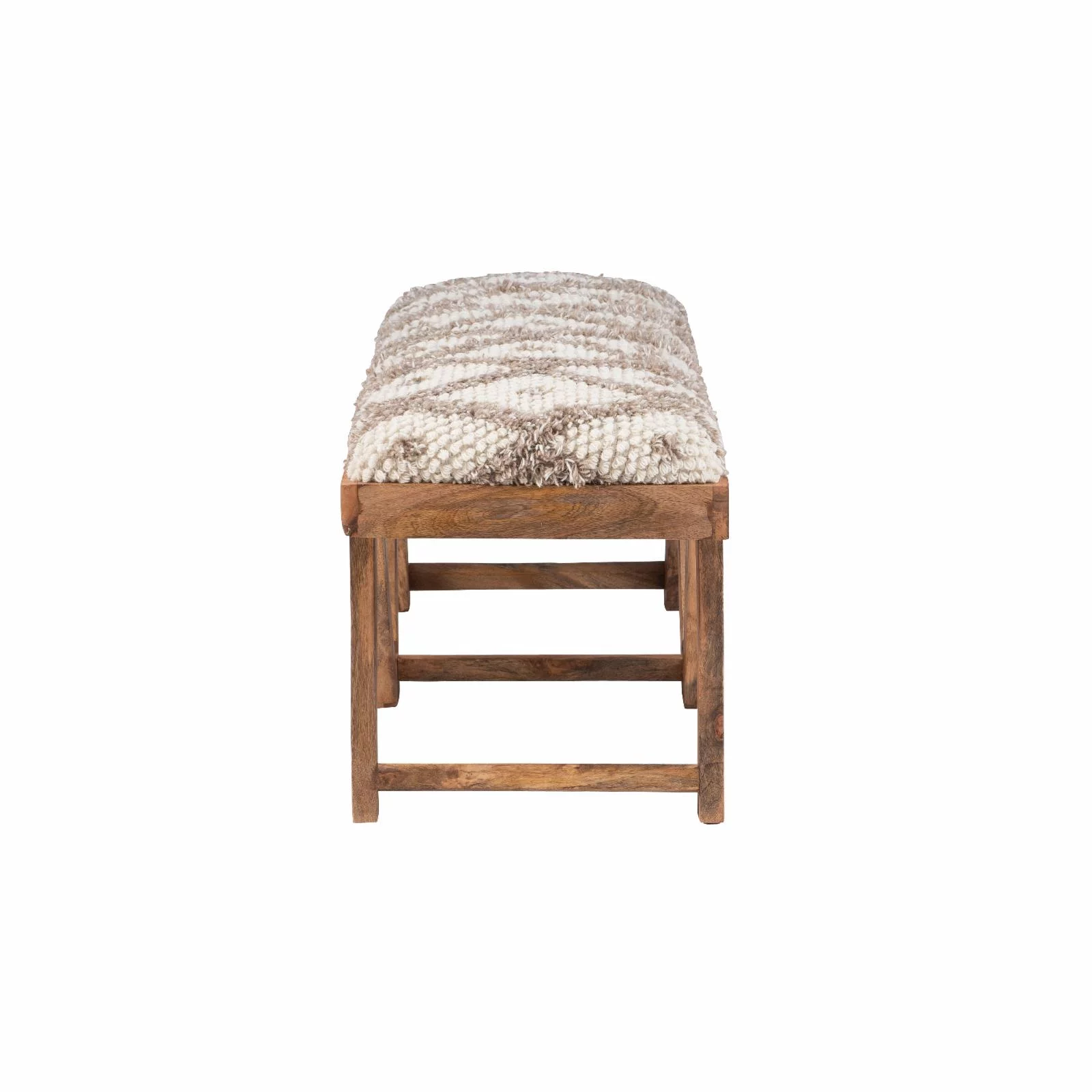 Powell Byan Bench - Brown with Off-White and Taupe Handwoven Diamond Pattern Fabric