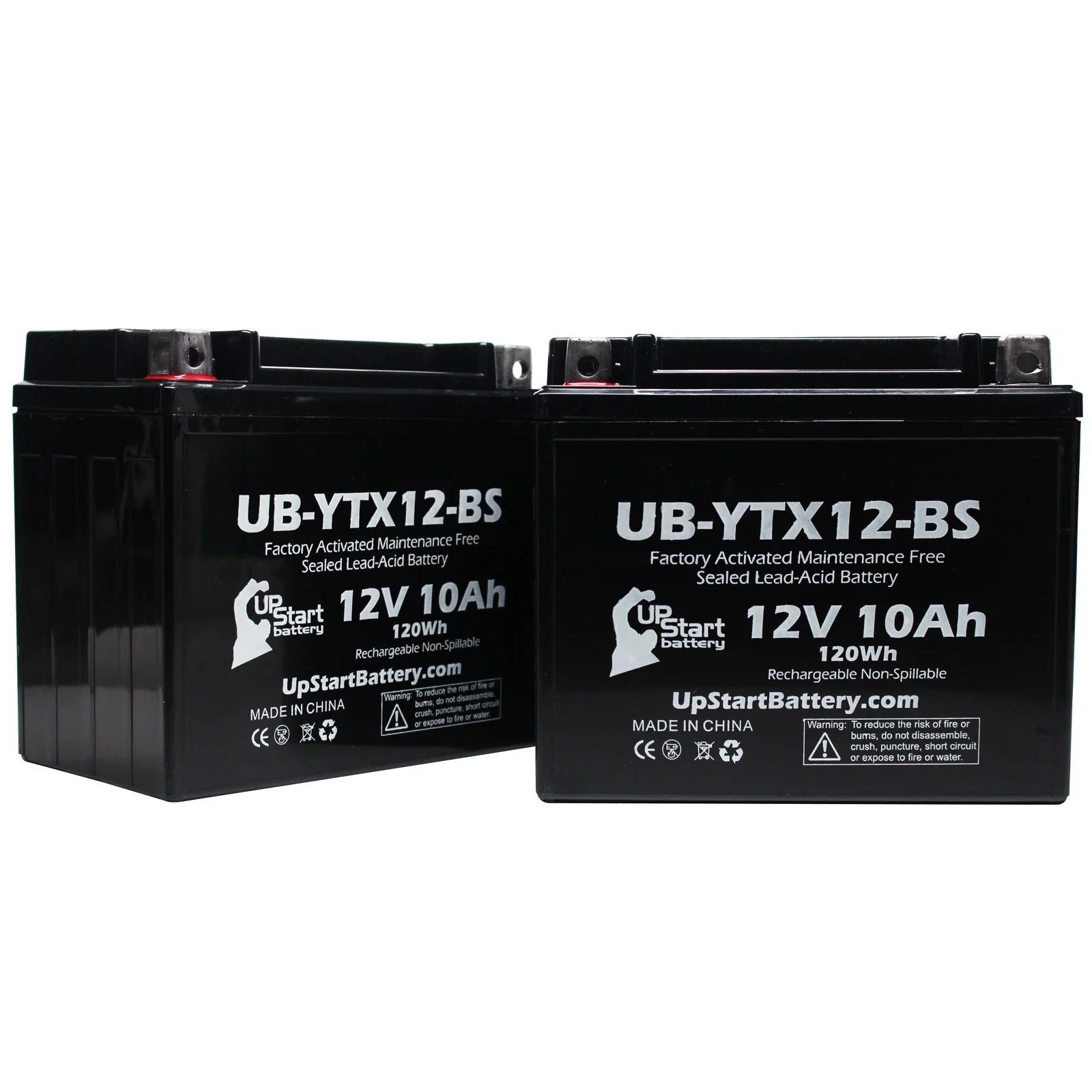 2-Pack UpStart Battery Replacement 2012 Aprilia Shiver 750 CC Factory Activated, Maintenance Free, Motorcycle Battery - 12V, 10Ah, UB-YTX12-BS